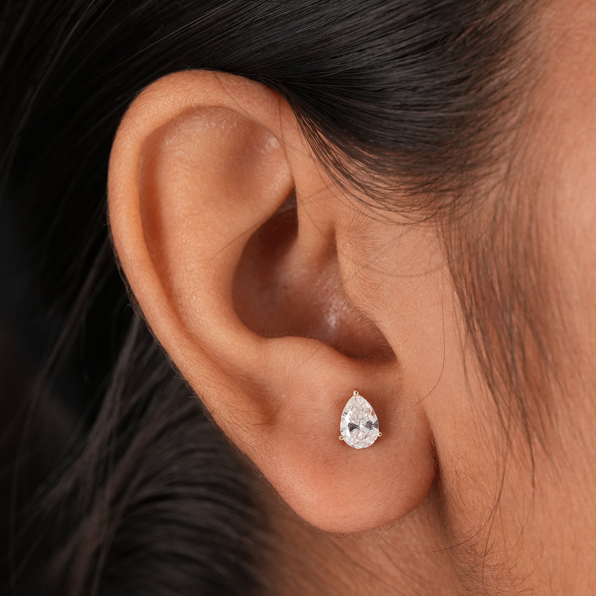Pear cut lab diamond earrings for everyday wear