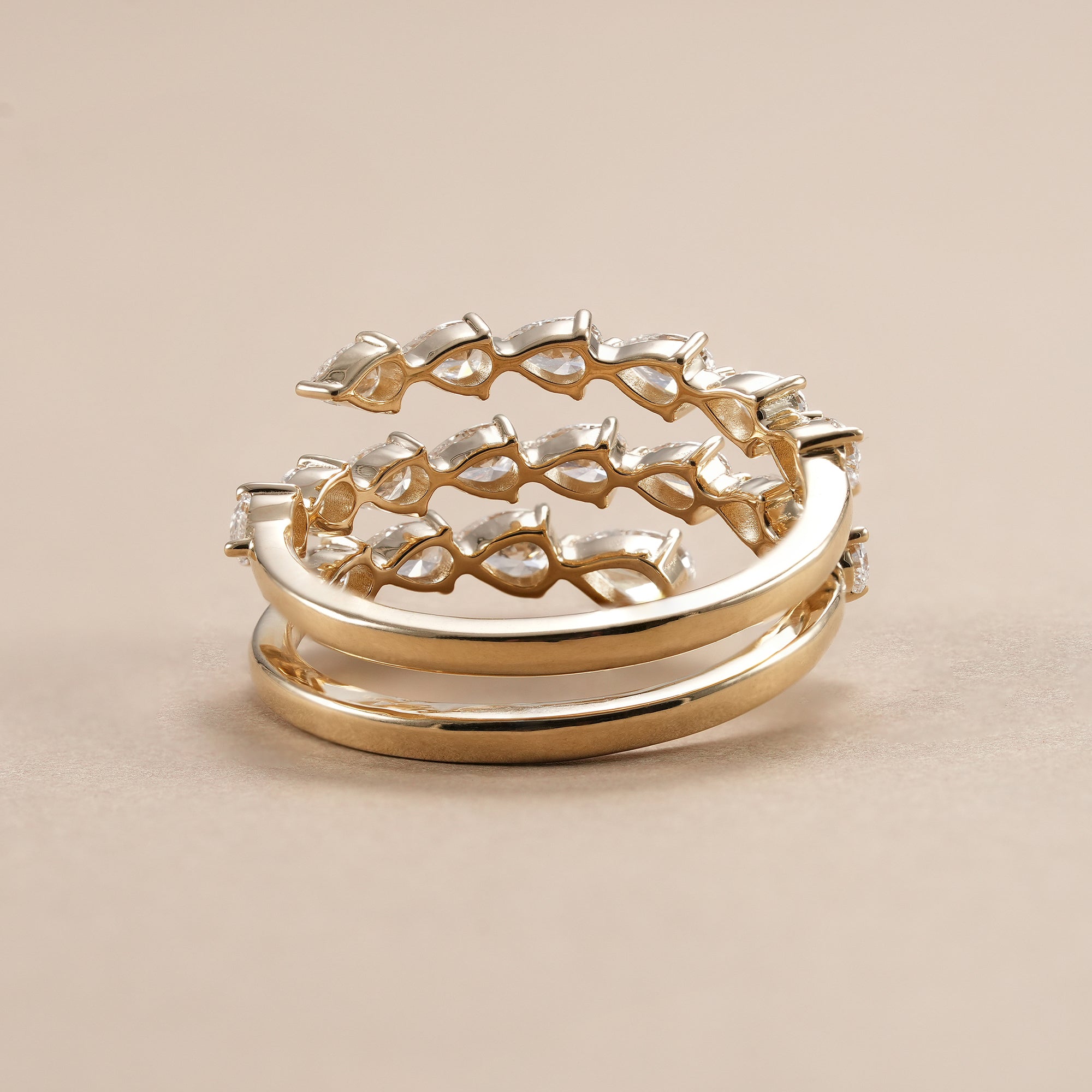 Elegant pear diamond bridal wedding band.