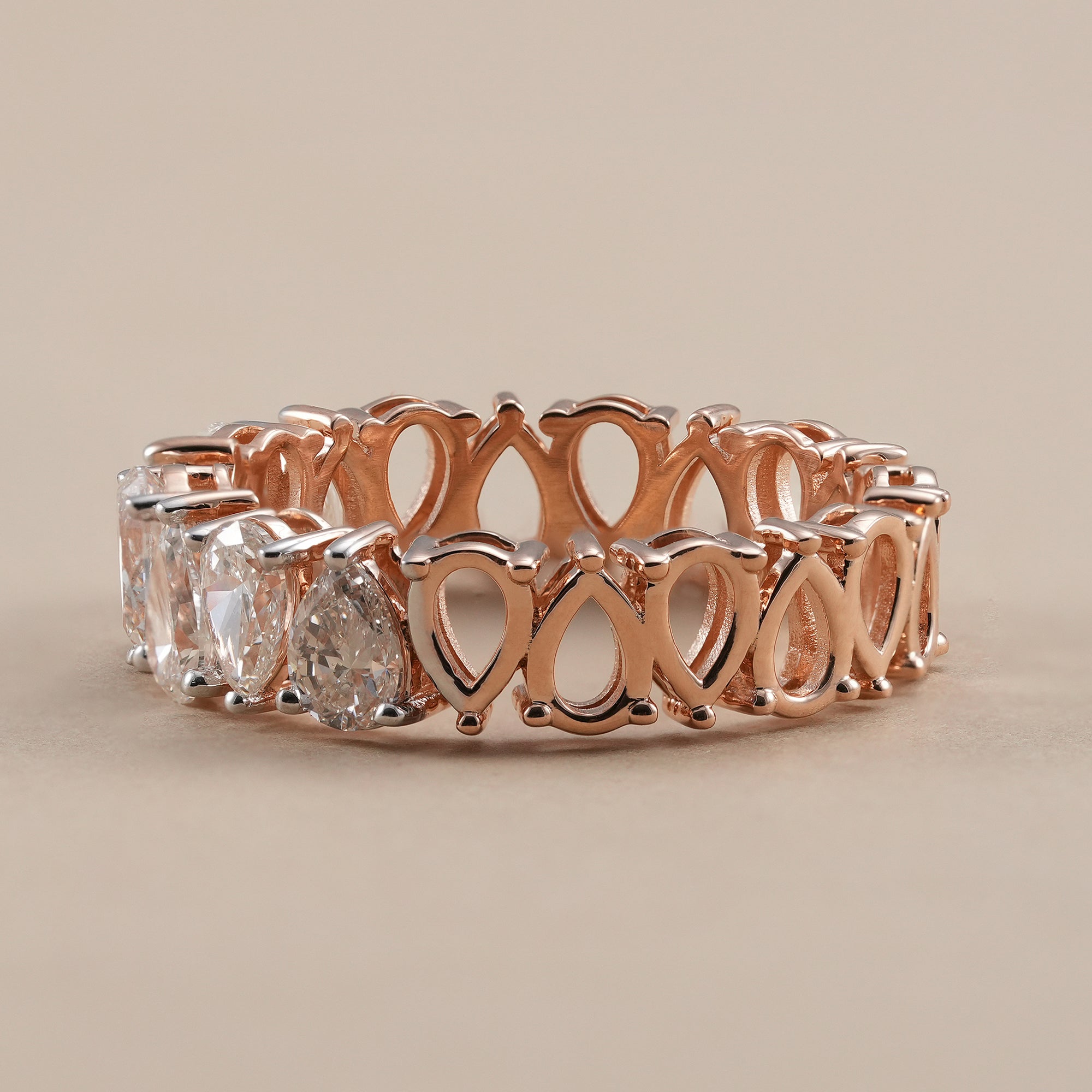 Luxury pear diamond eternity ring for women.