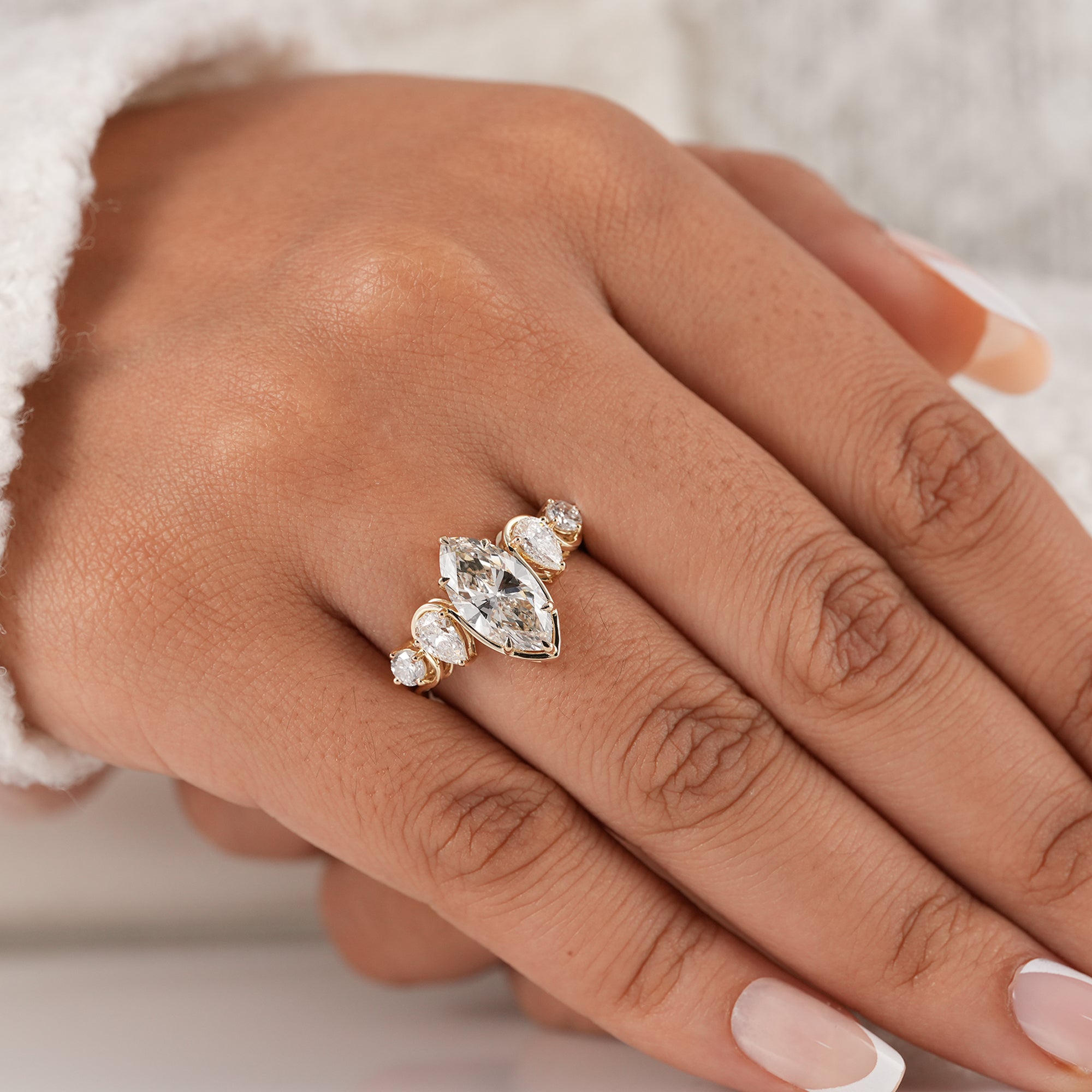 IGI certified marquise lab diamond ring