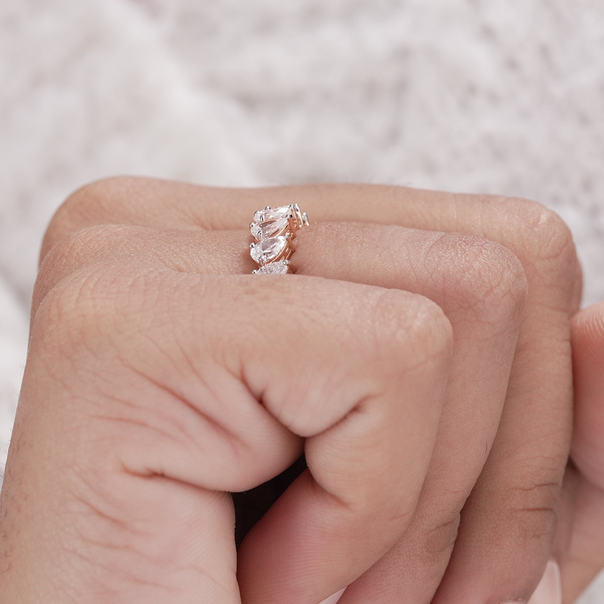 Handmade lab grown diamond stacking band