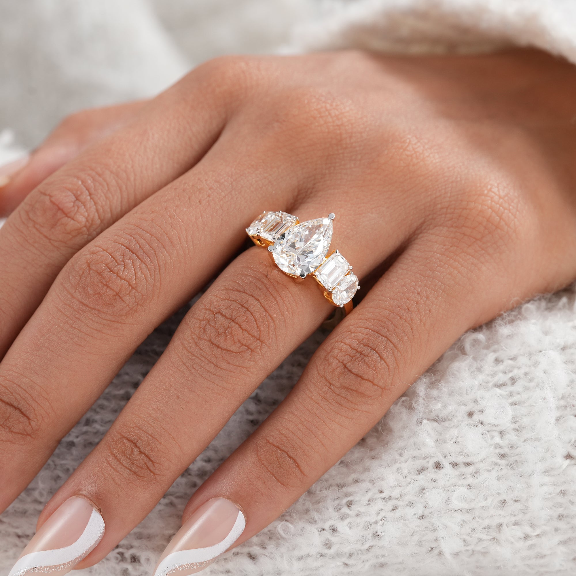 Premium pear lab grown diamond ring with brilliant sparkle.