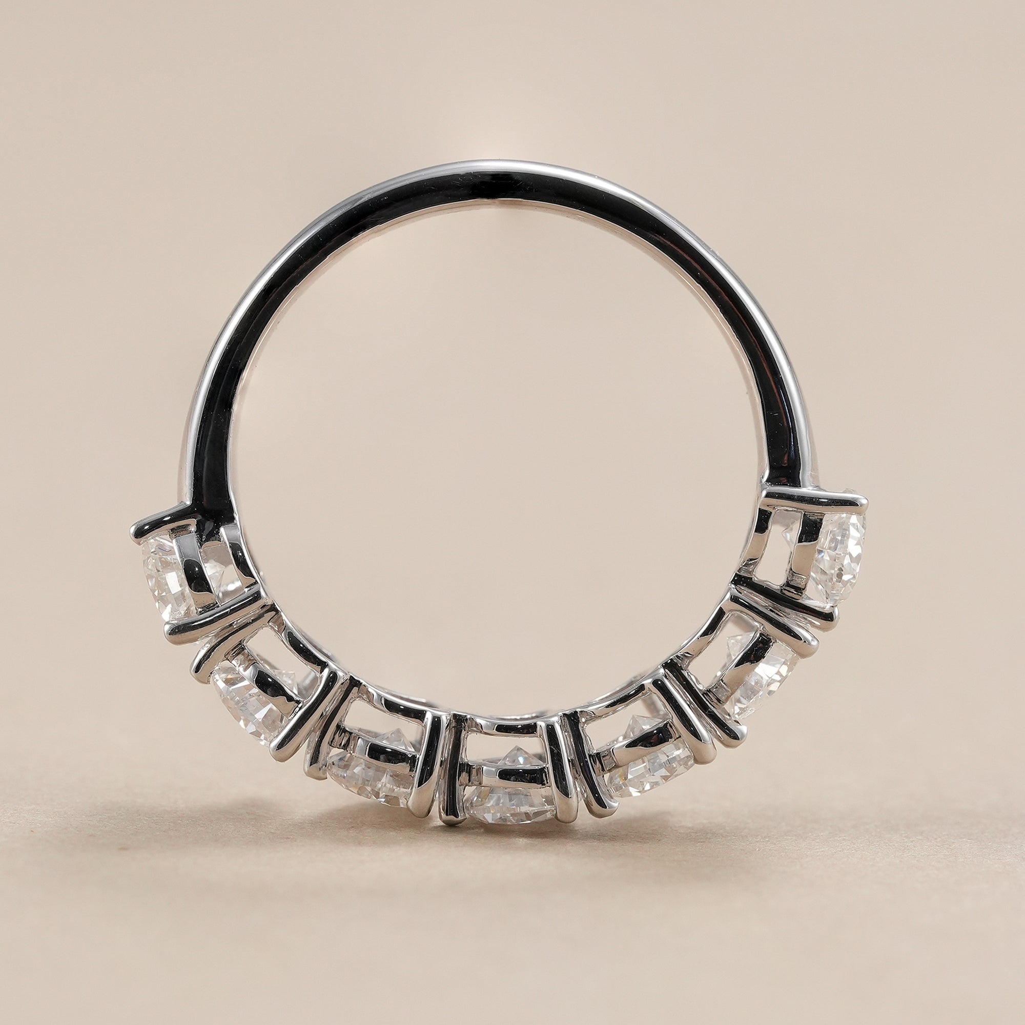 Minimalist pear lab diamond band for bridal jewelry.