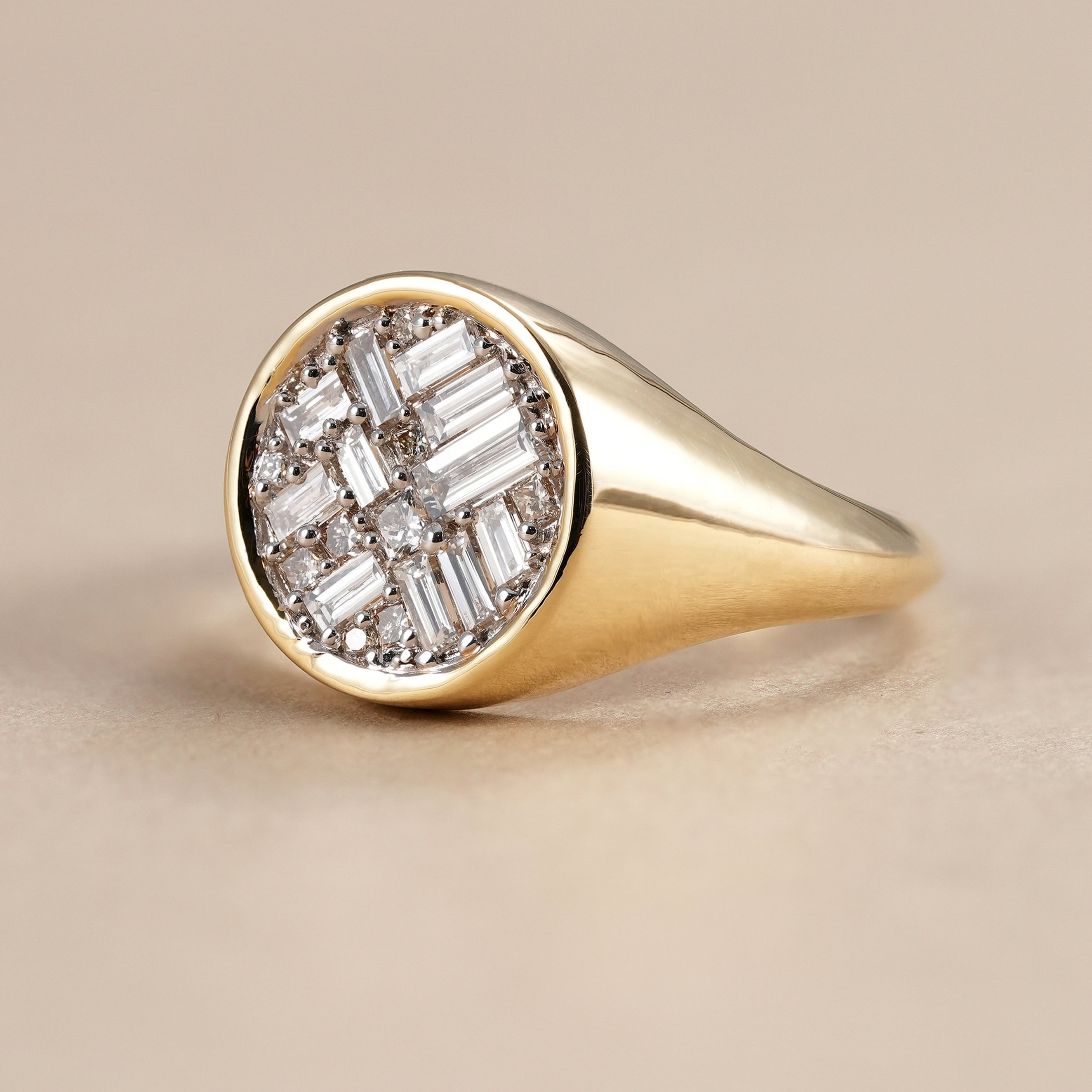 Luxury lab grown diamond statement ring with baguette diamonds