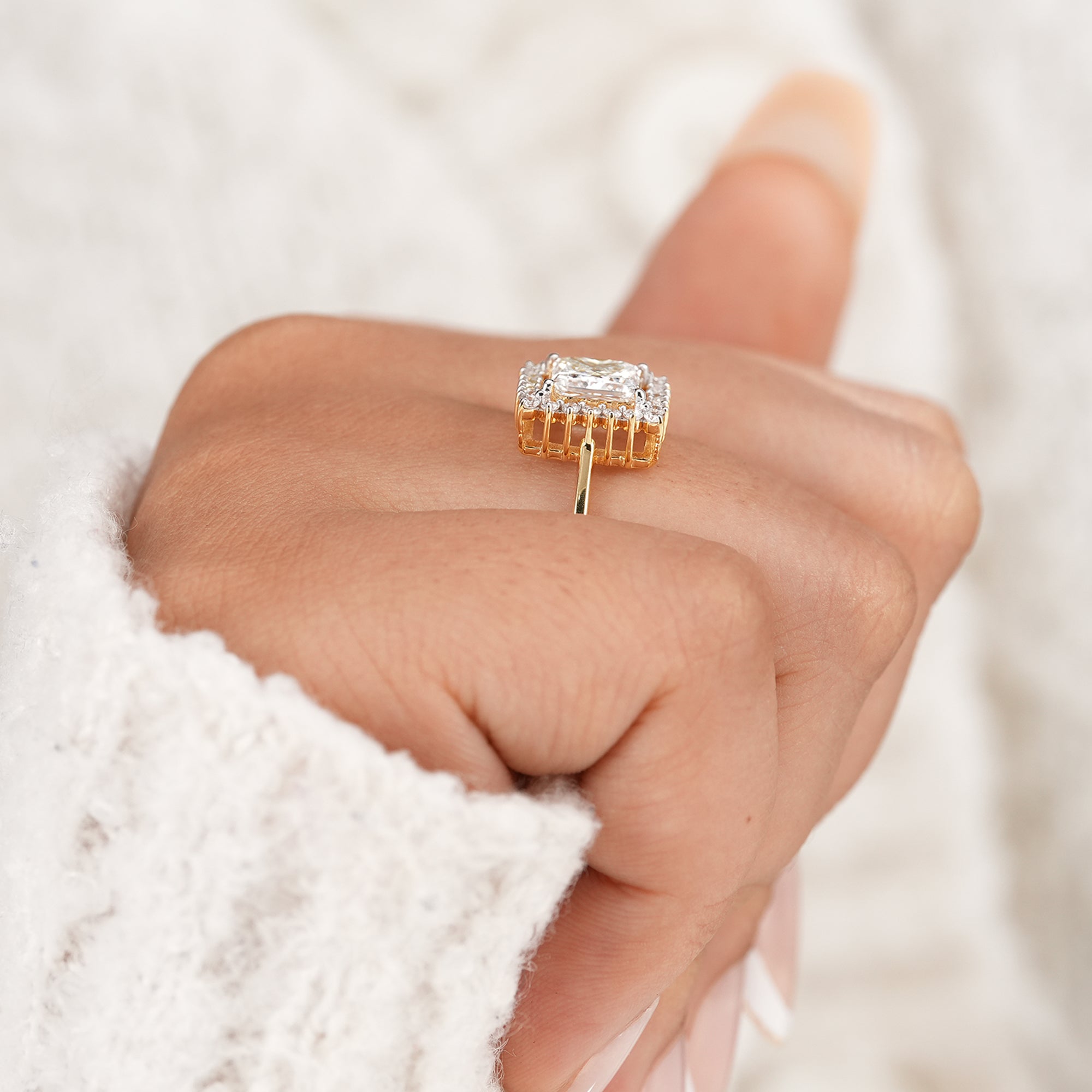 Princess Halo Diamond Engagement Ring