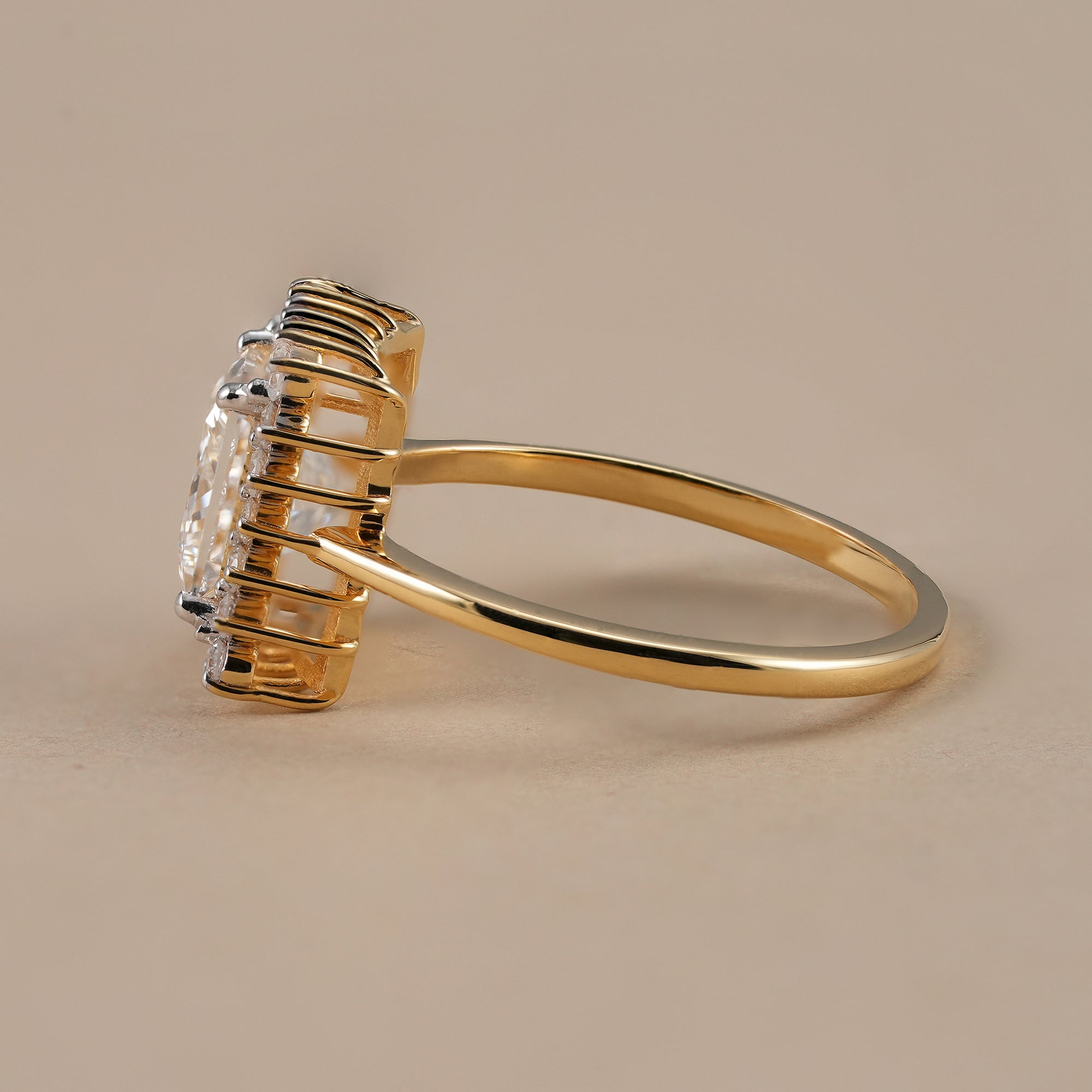 Elegant princess lab grown diamond halo bridal ring