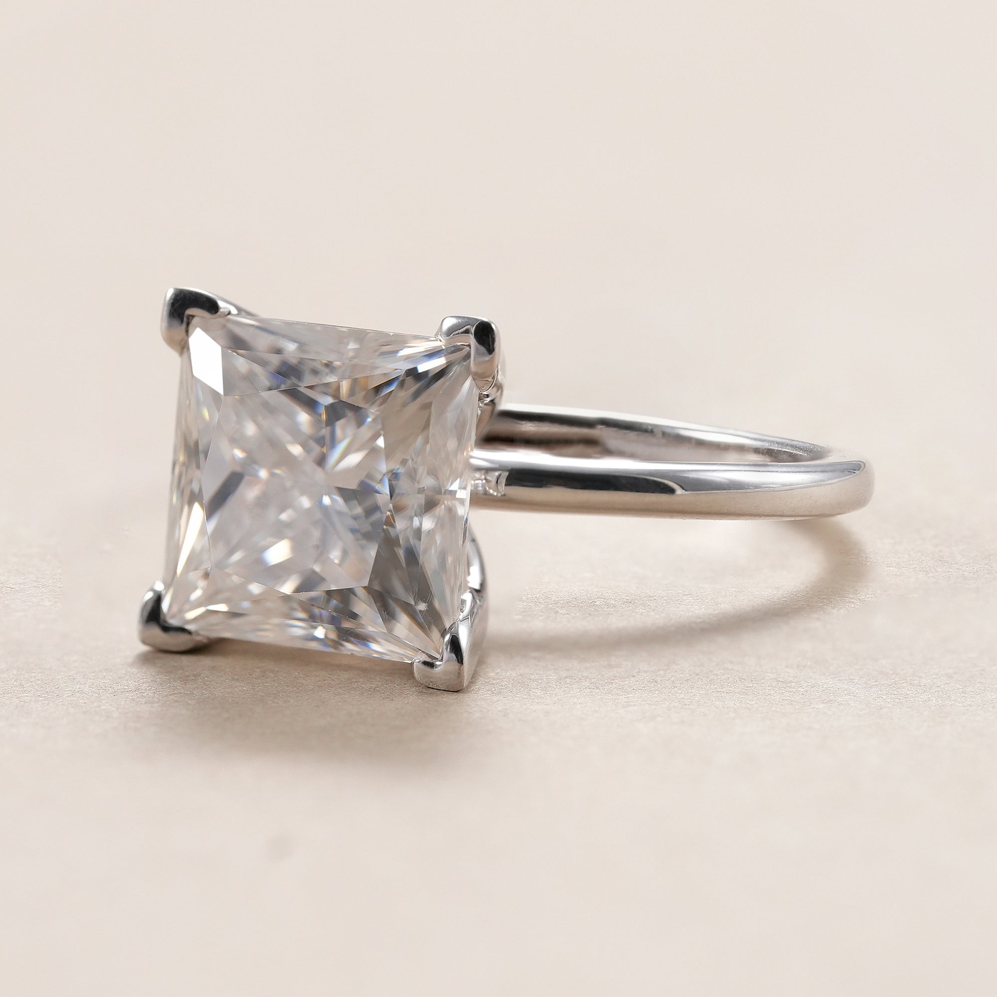 IGI certified princess cut solitaire diamond ring.
