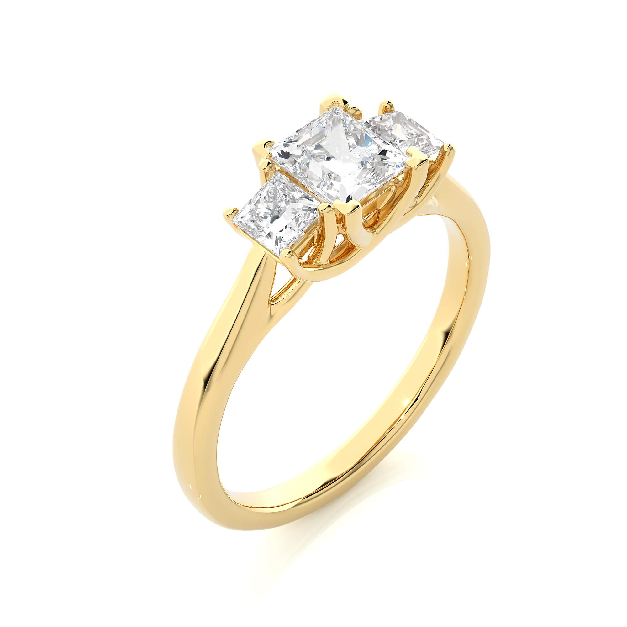 Three Stone Princess Lab Diamond Engagement Ring