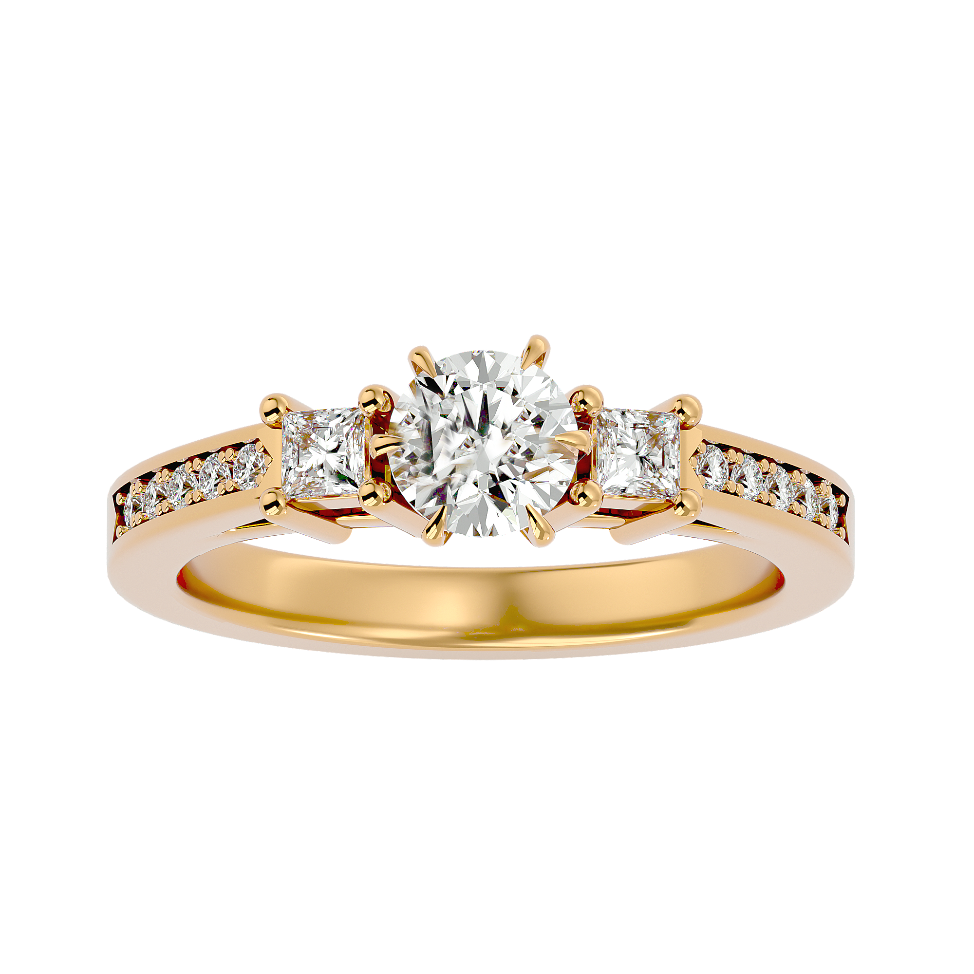 Round Lab Grown Diamond Three Stone Engagement Ring