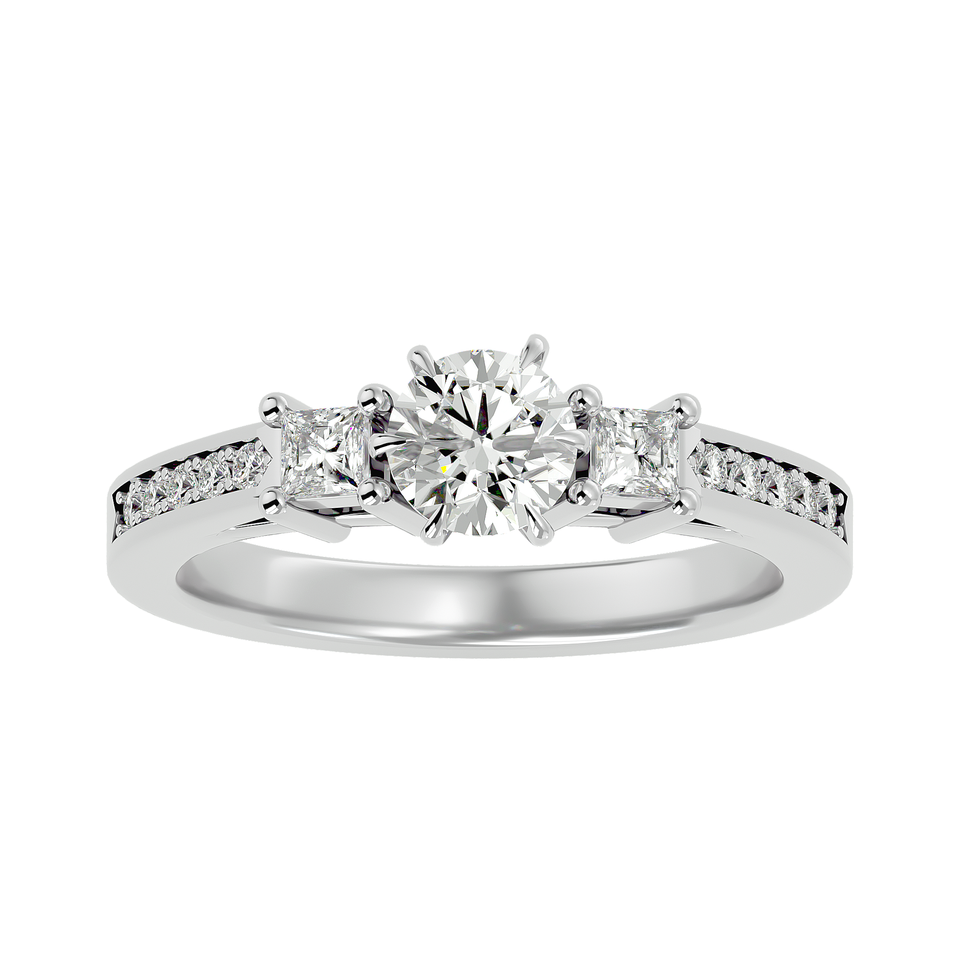 Round Lab Grown Diamond Three Stone Engagement Ring