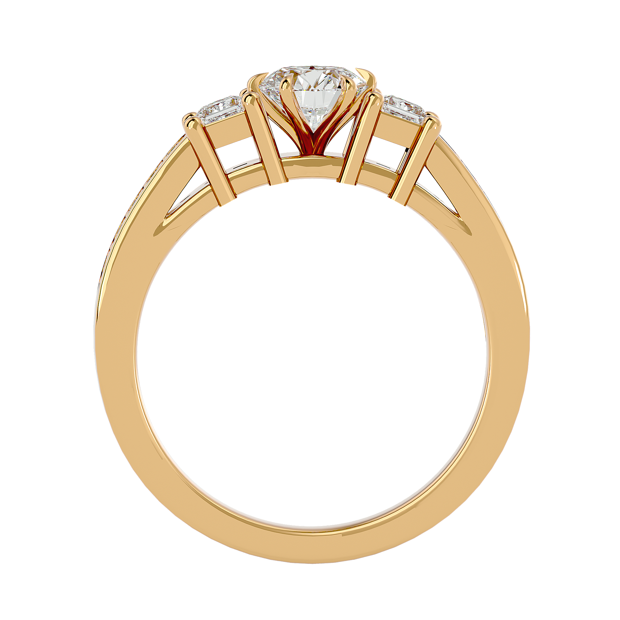 Round Lab Grown Diamond Three Stone Engagement Ring