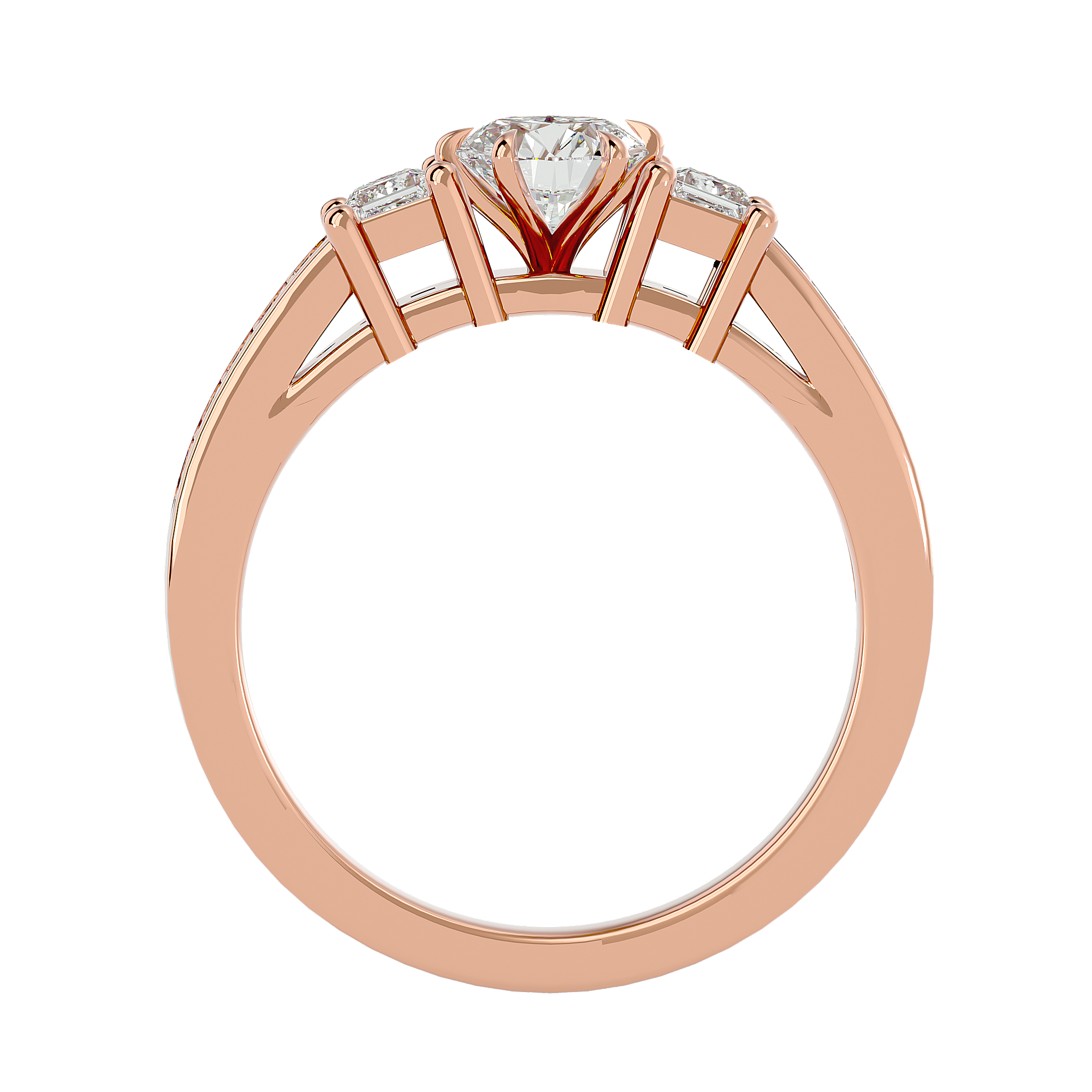Round Lab Grown Diamond Three Stone Engagement Ring