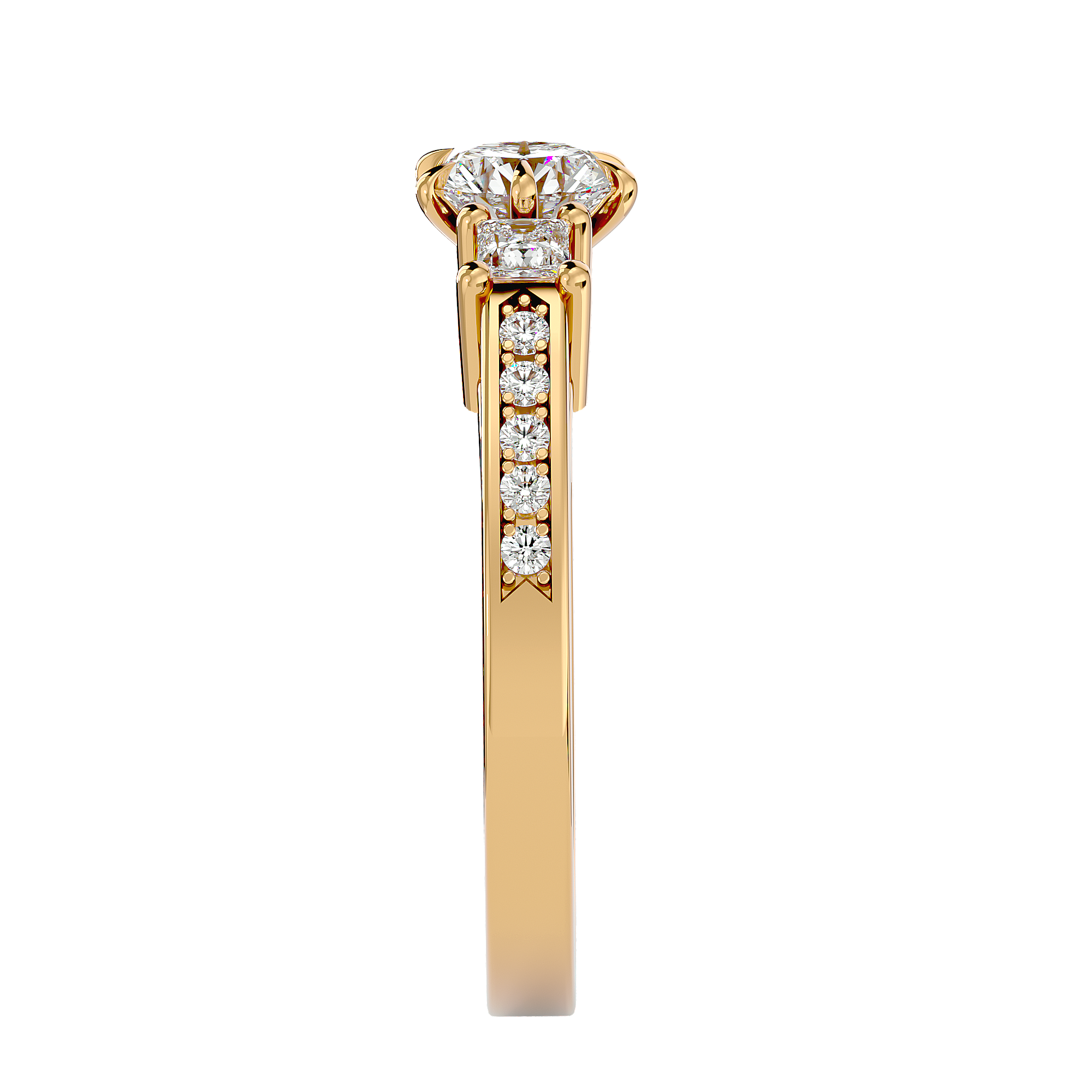 Round Lab Grown Diamond Three Stone Engagement Ring