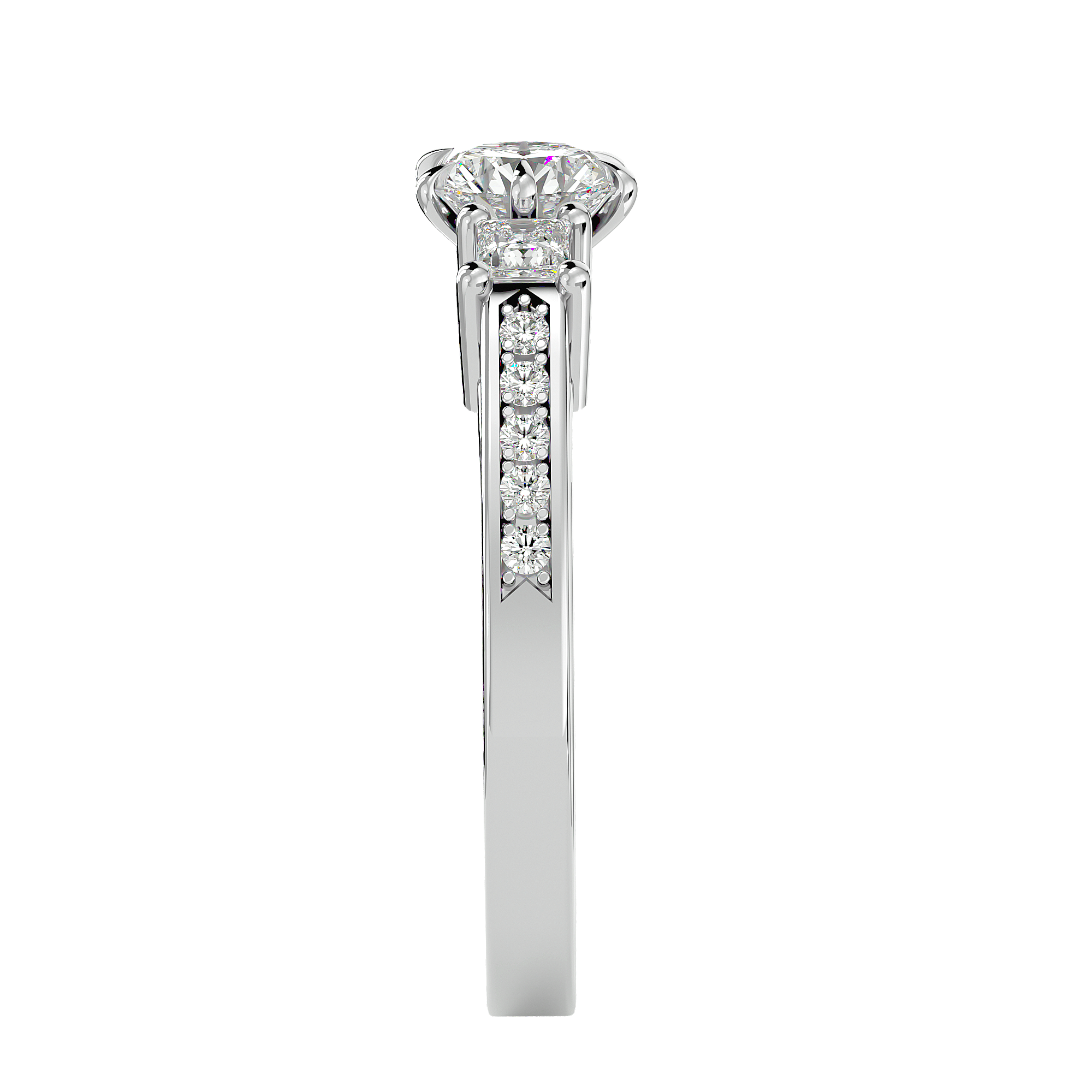 Round Lab Grown Diamond Three Stone Engagement Ring
