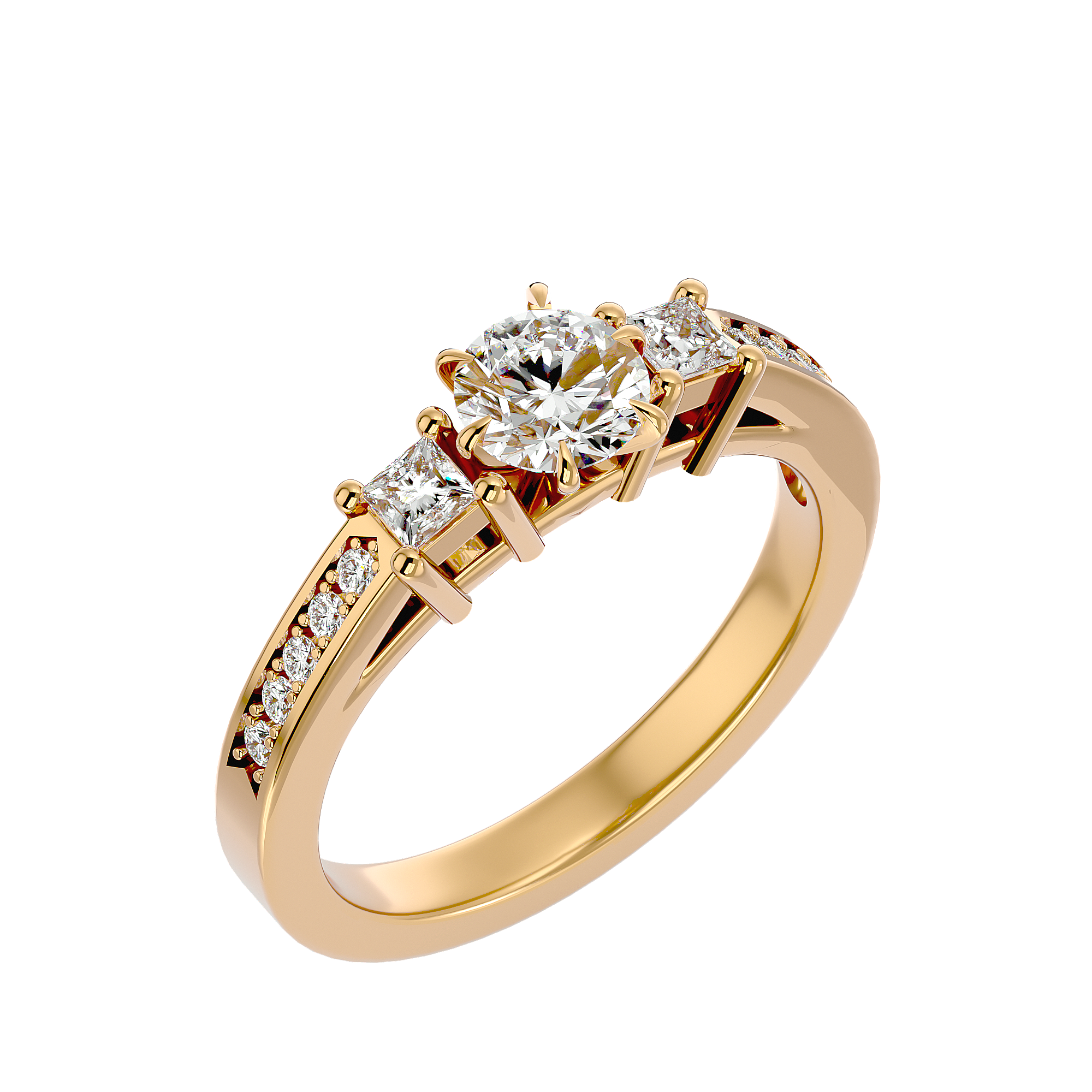 Round Lab Grown Diamond Three Stone Engagement Ring