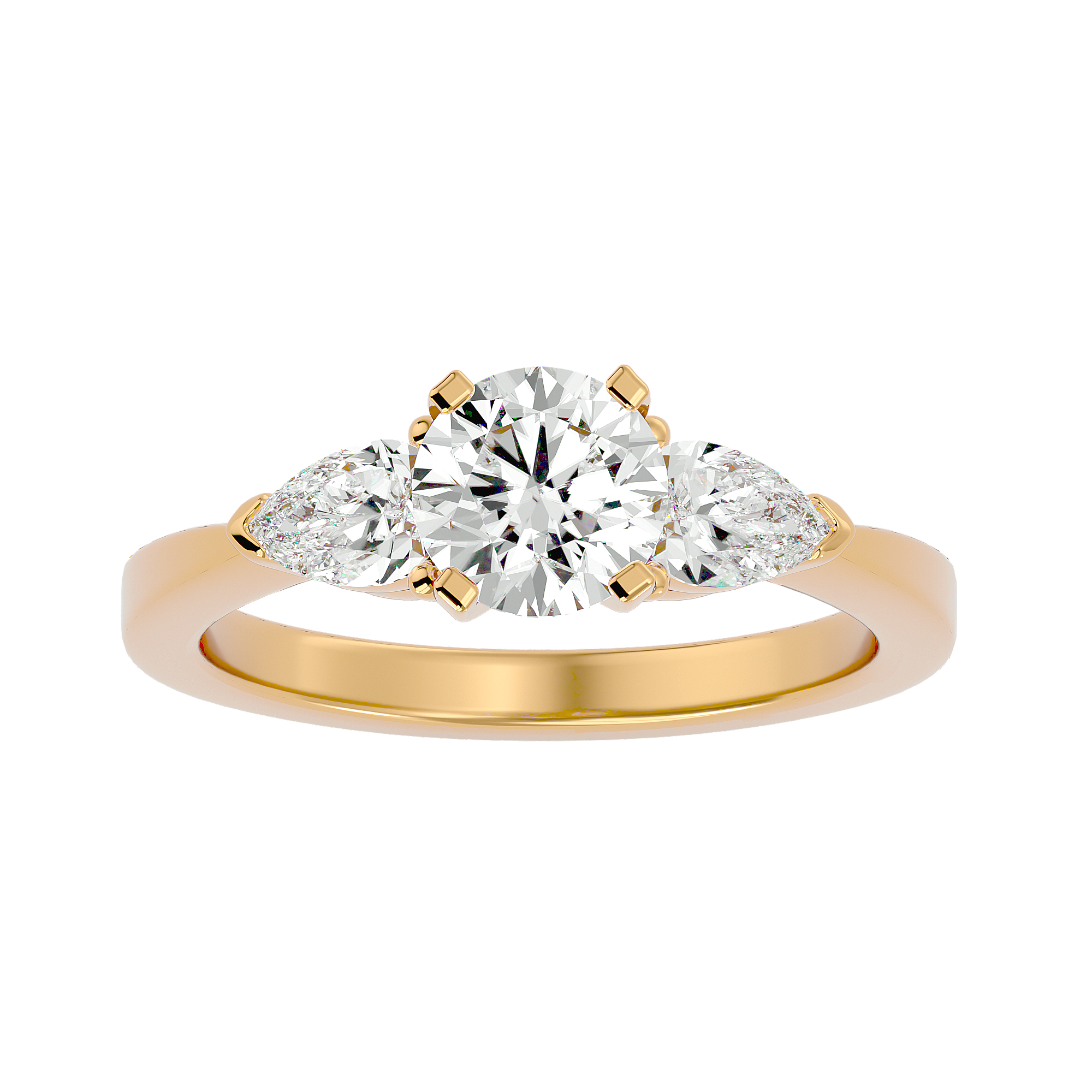 Three Stone Lab Diamond With Pear Side Stones Ring