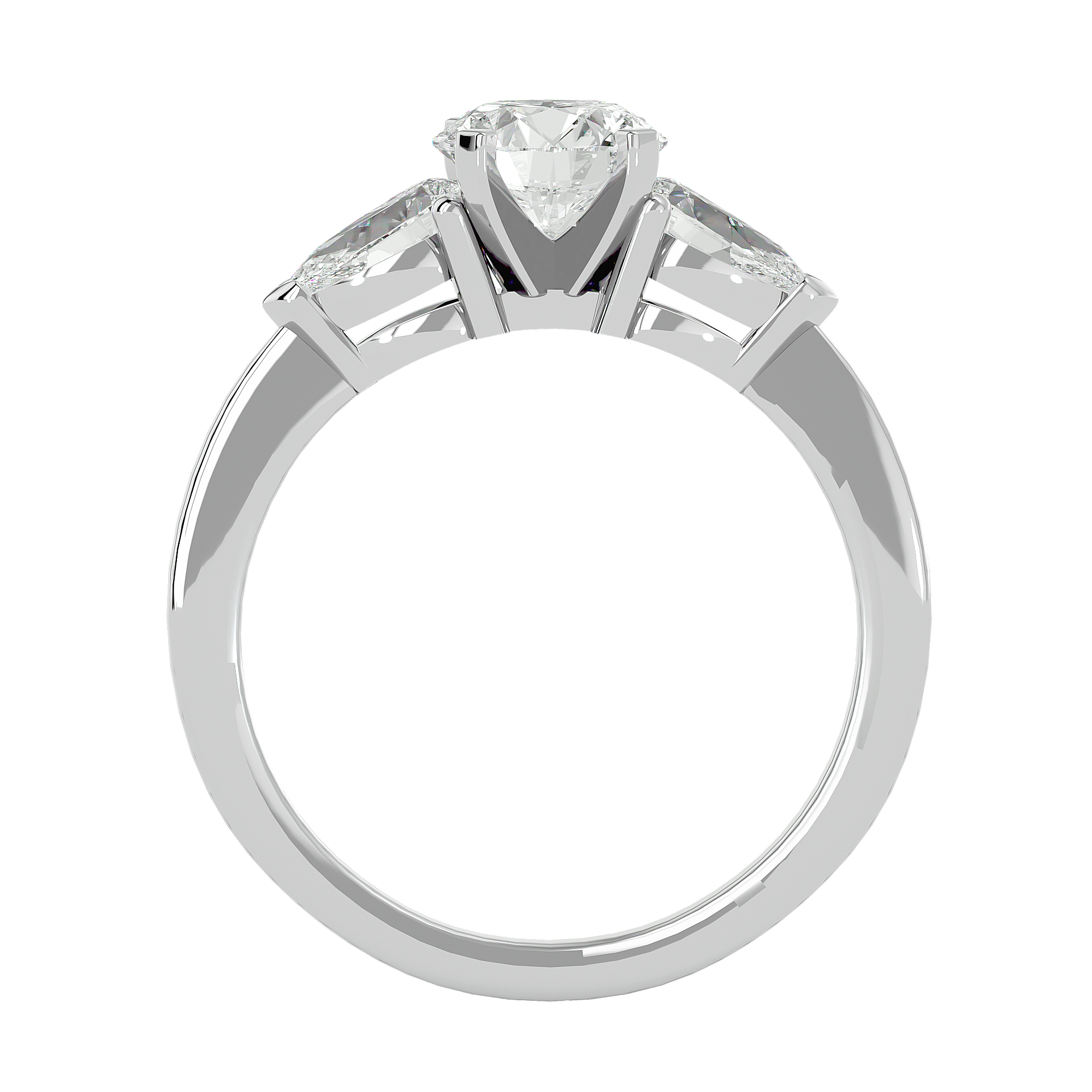 Three Stone Lab Diamond With Pear Side Stones Ring