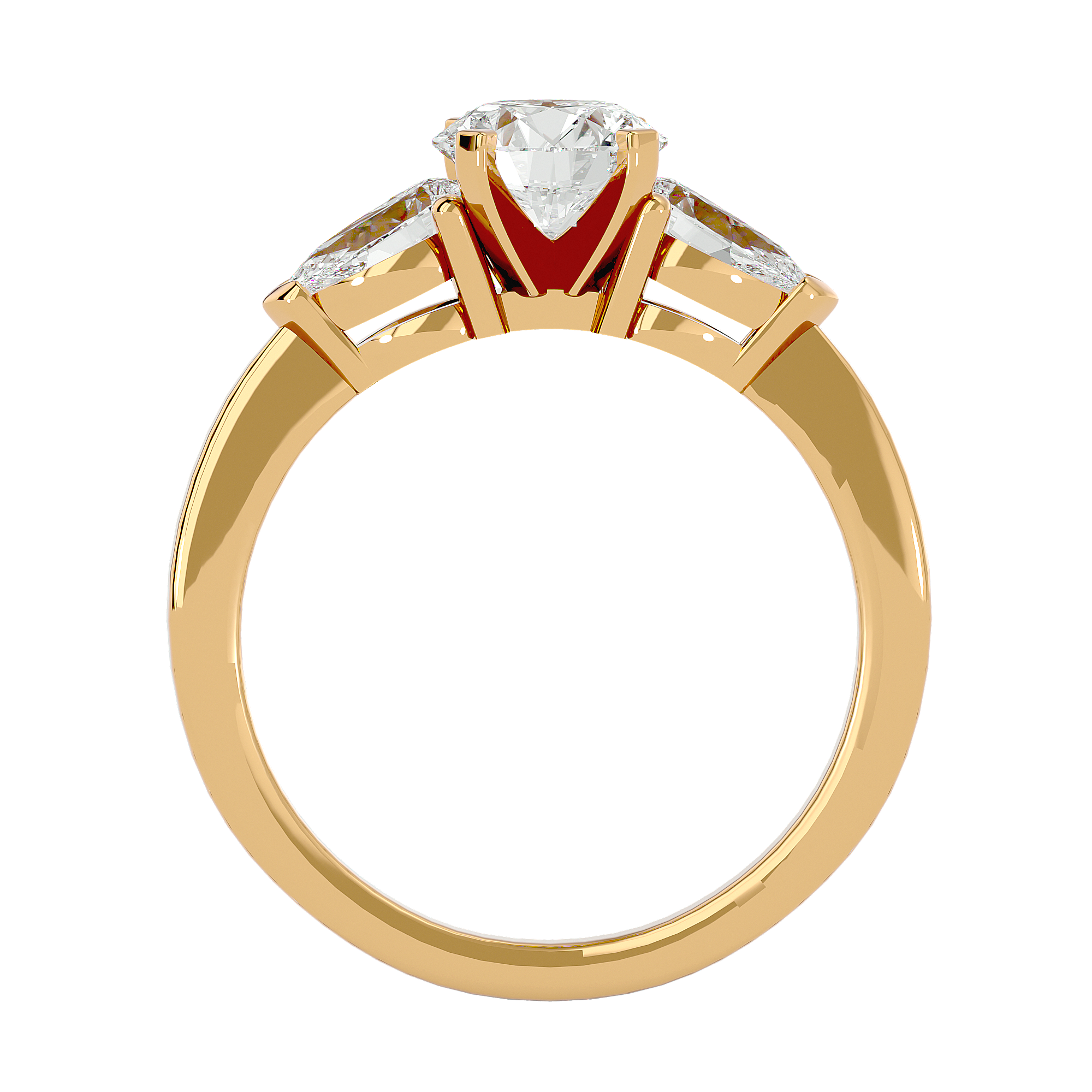 Three Stone Lab Diamond With Pear Side Stones Ring