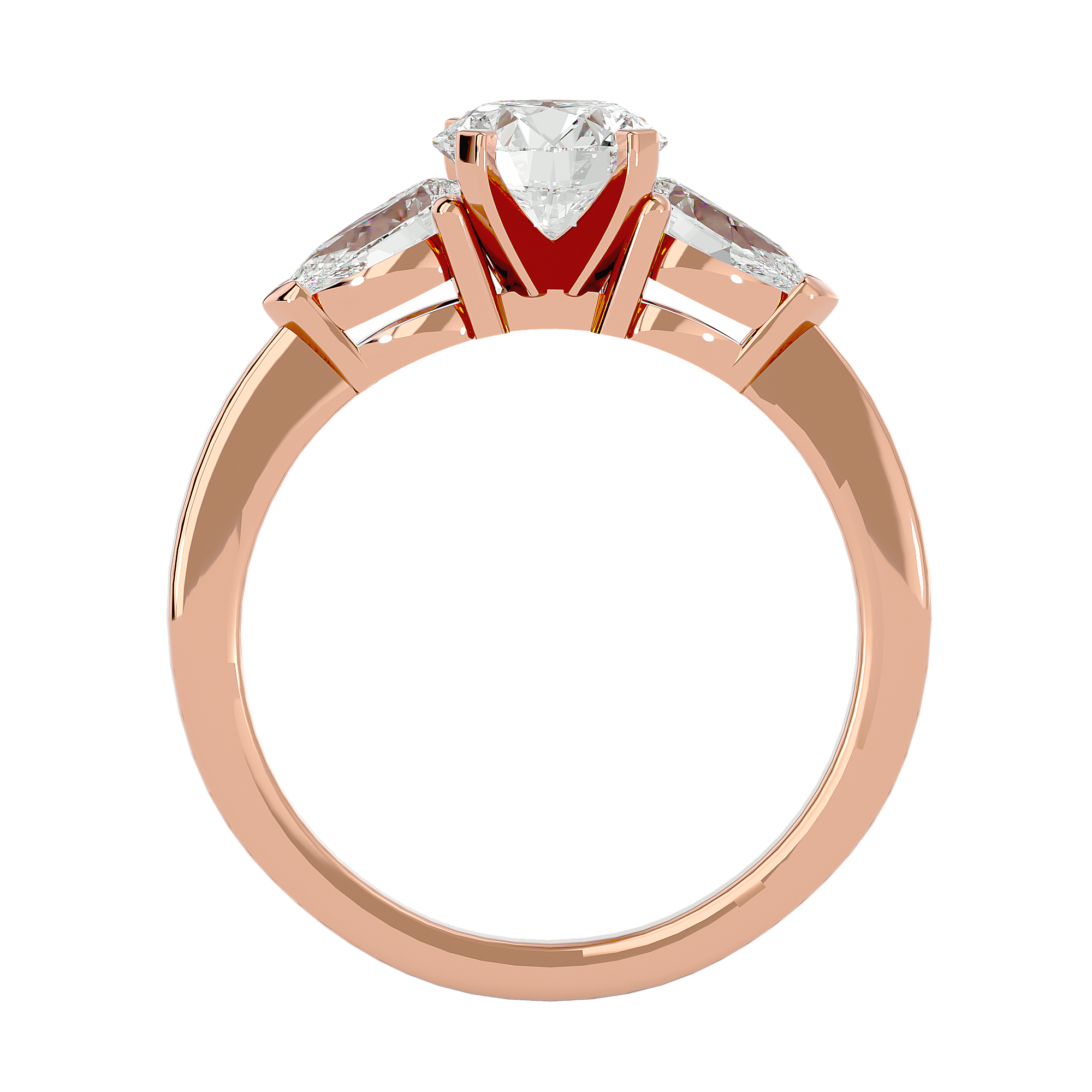 Three Stone Lab Diamond With Pear Side Stones Ring