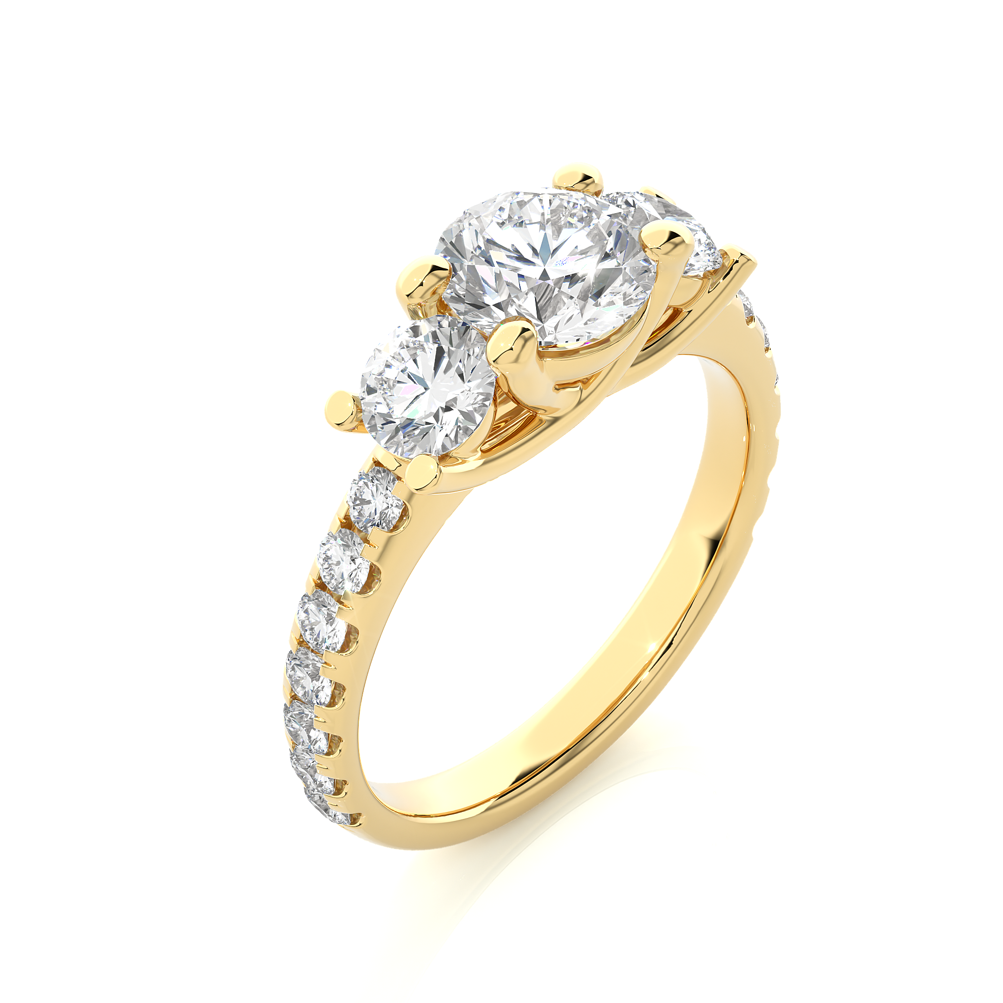 Round Lab Grown Diamond Gold Engagement Ring