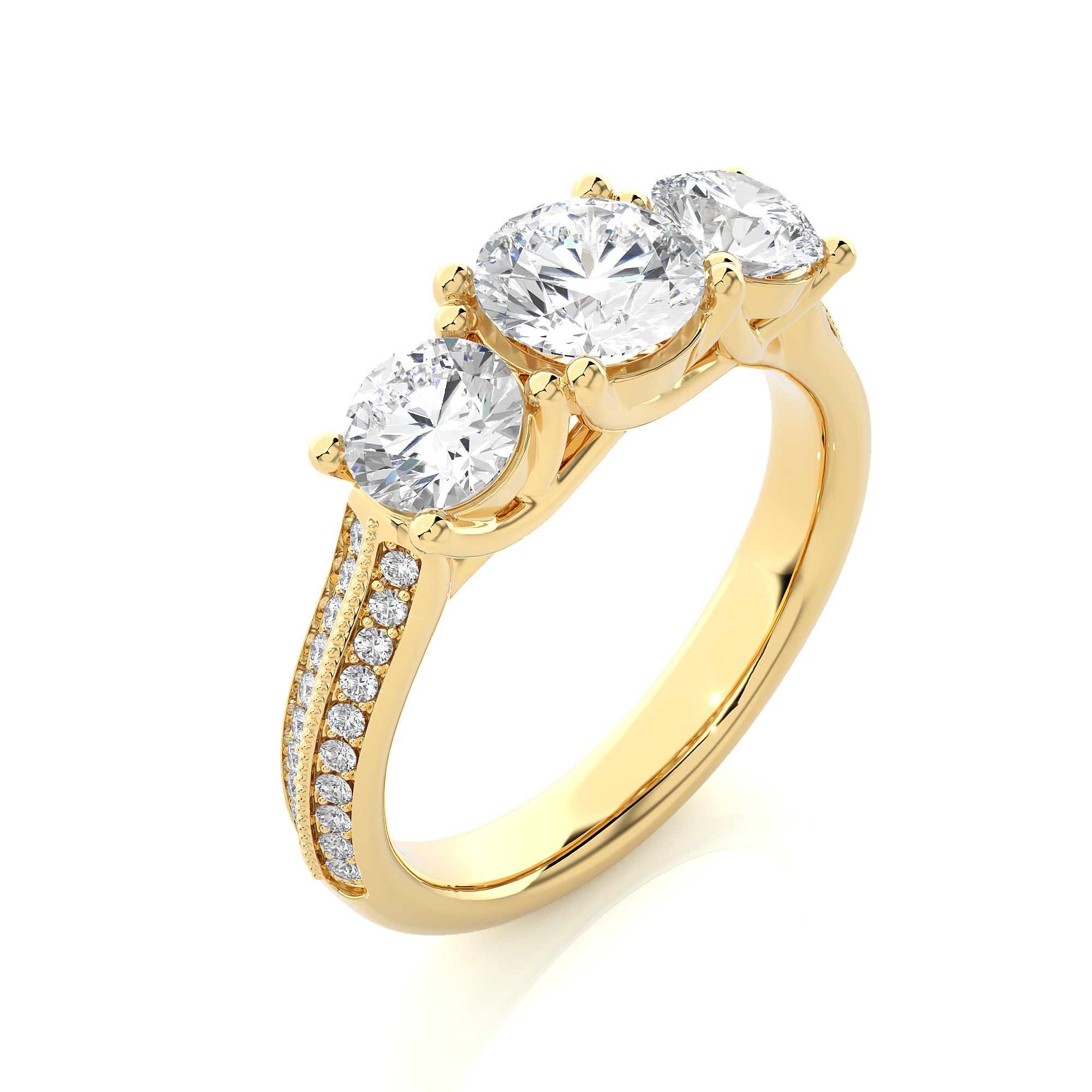 Round Three Stone Lab Grown Diamond Ring