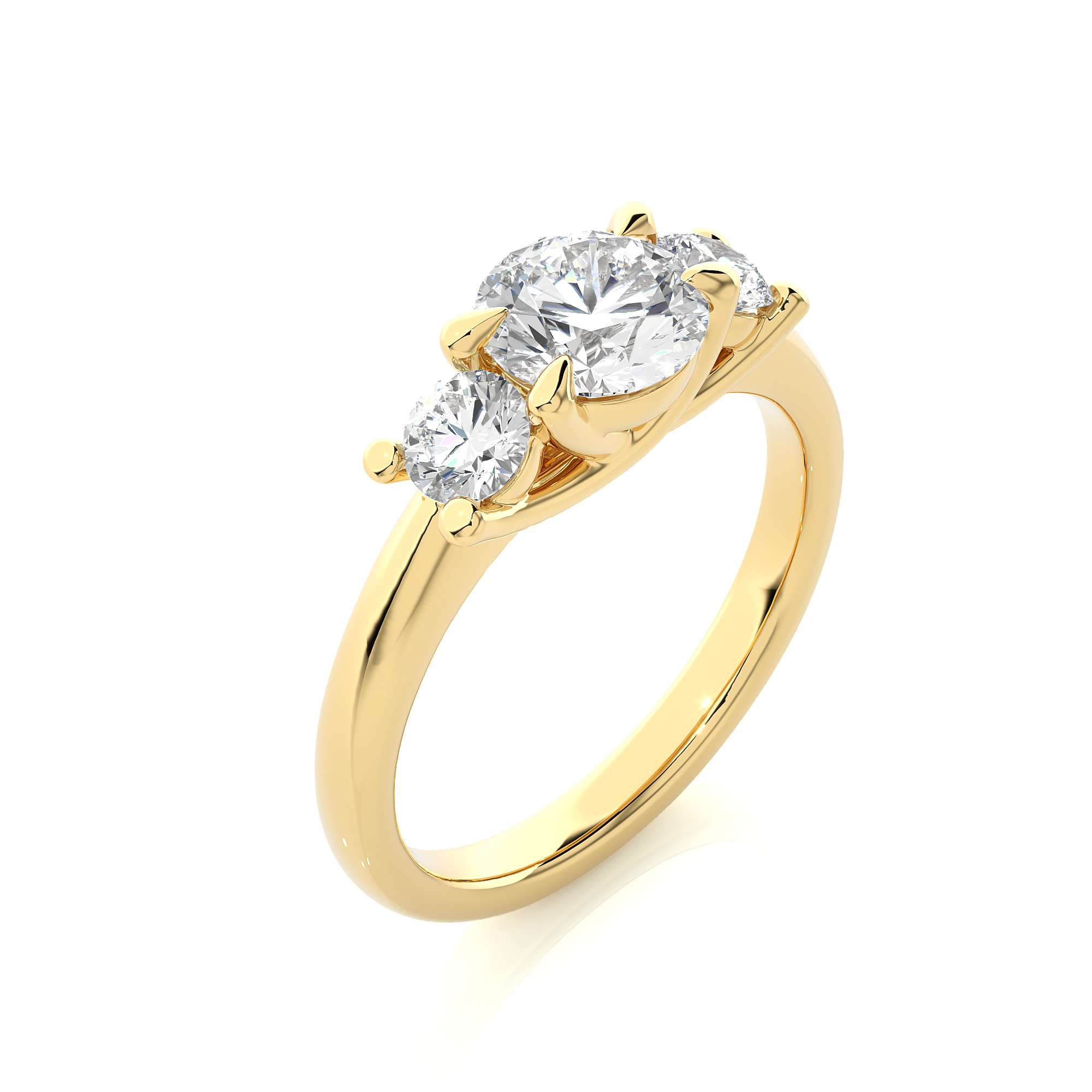 Classic Basket Set Lab Diamond Three Stone Engagement Ring