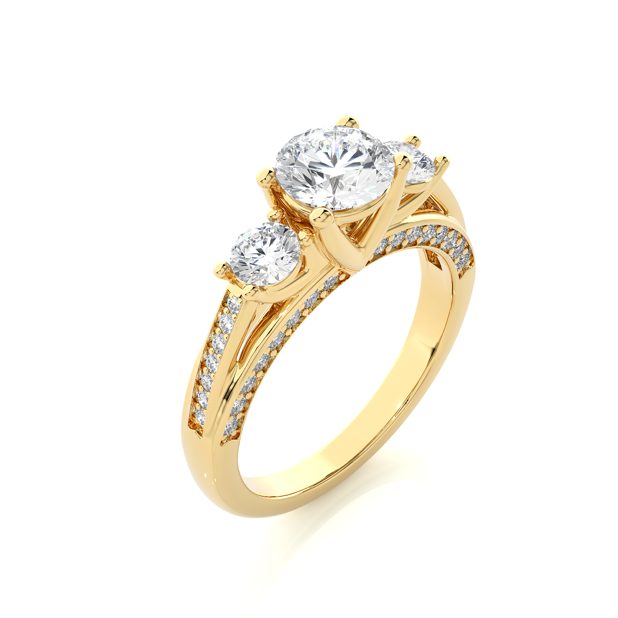 Three Stone Round Diamond Engagement Ring