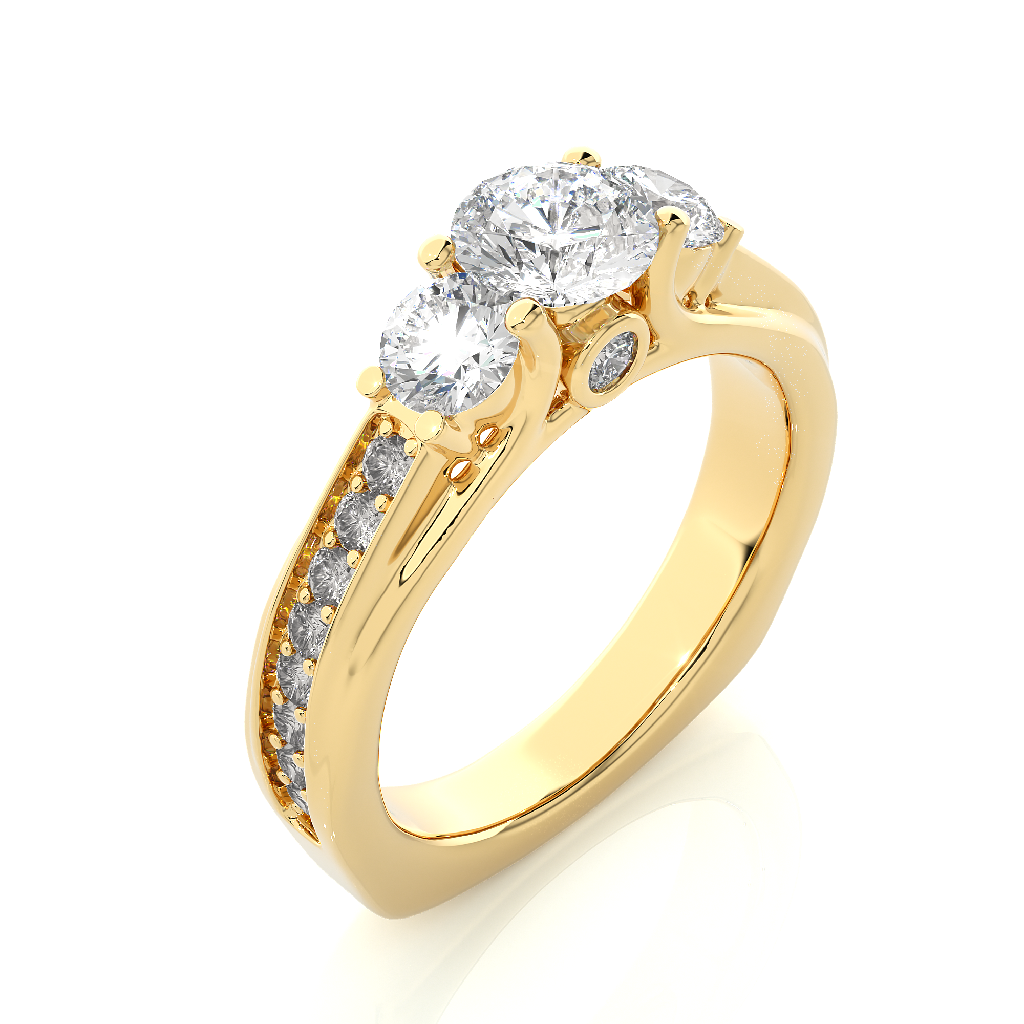 Three Stone Lab Grown Diamond Engagement Ring