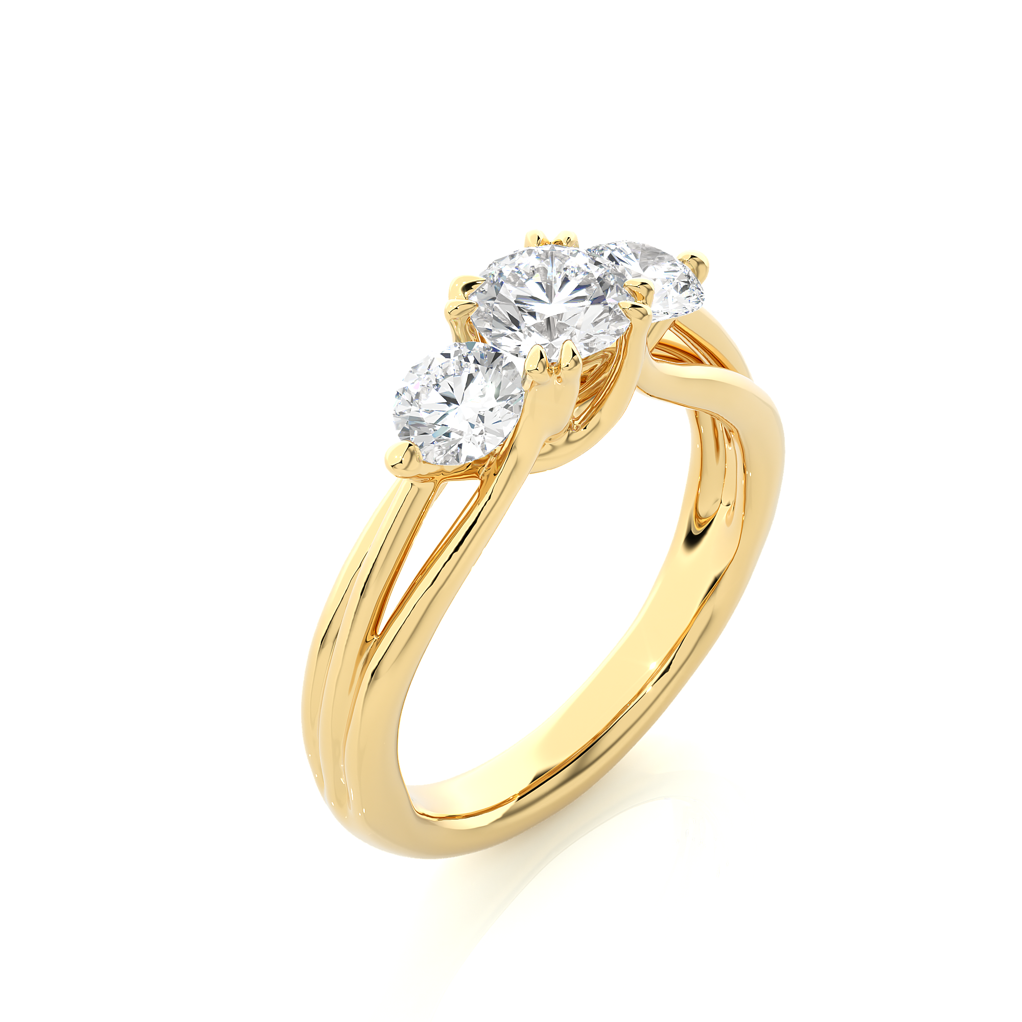 Classic Round Diamond Three Stone Engagement Ring