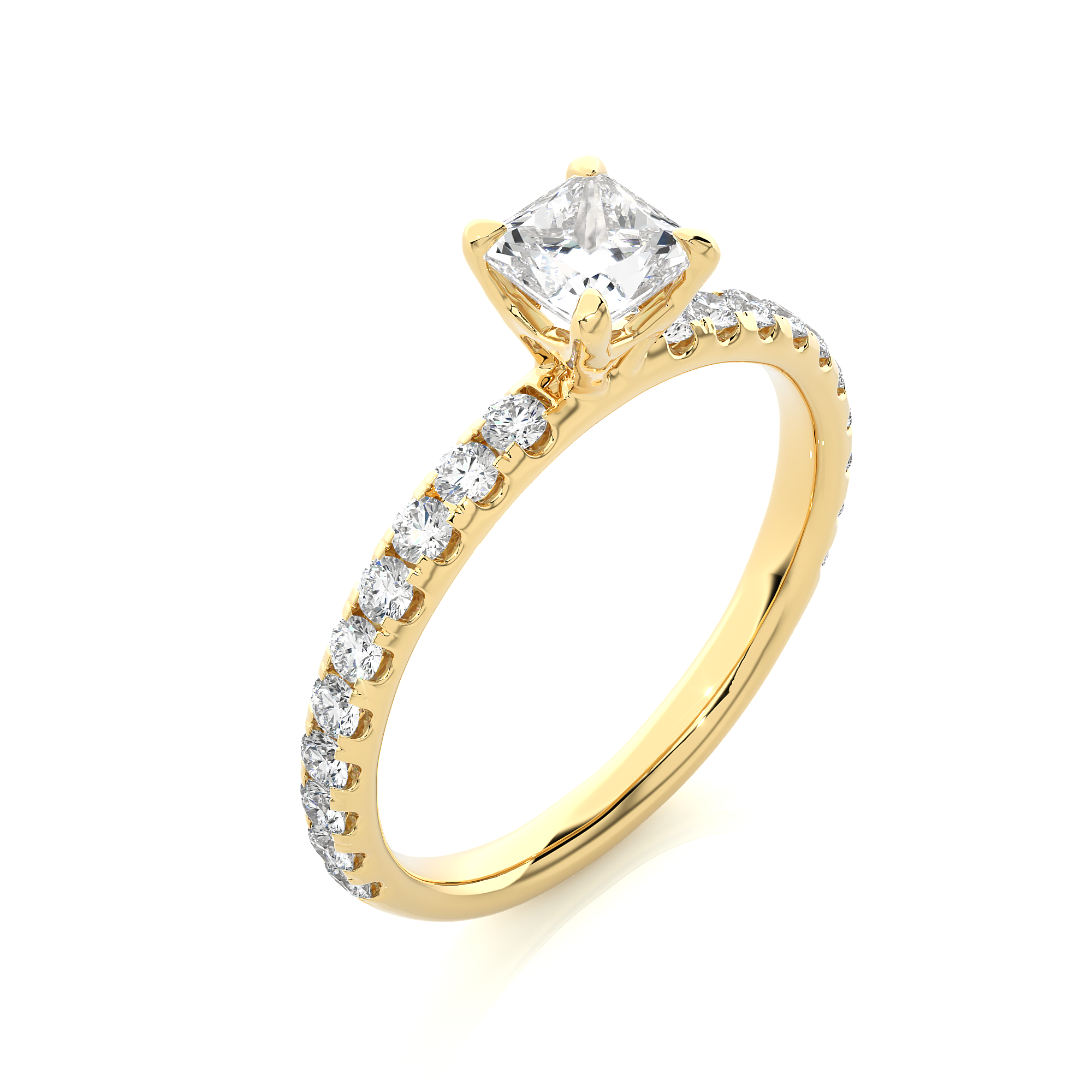 Princess Cut Lab Diamond Pavé Engagement Ring
