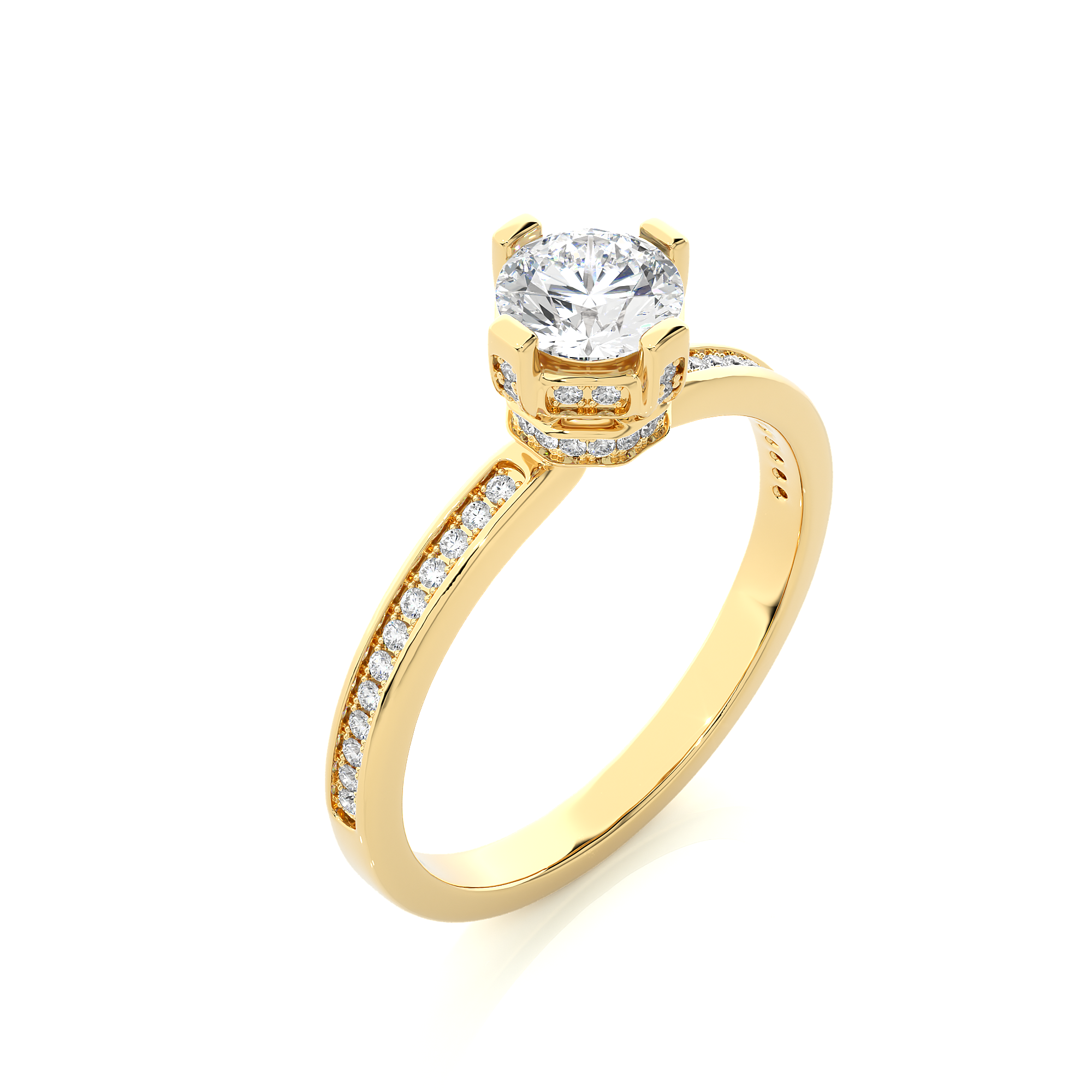 Round Lab Grown Diamond Hidden Halo Engagement Ring