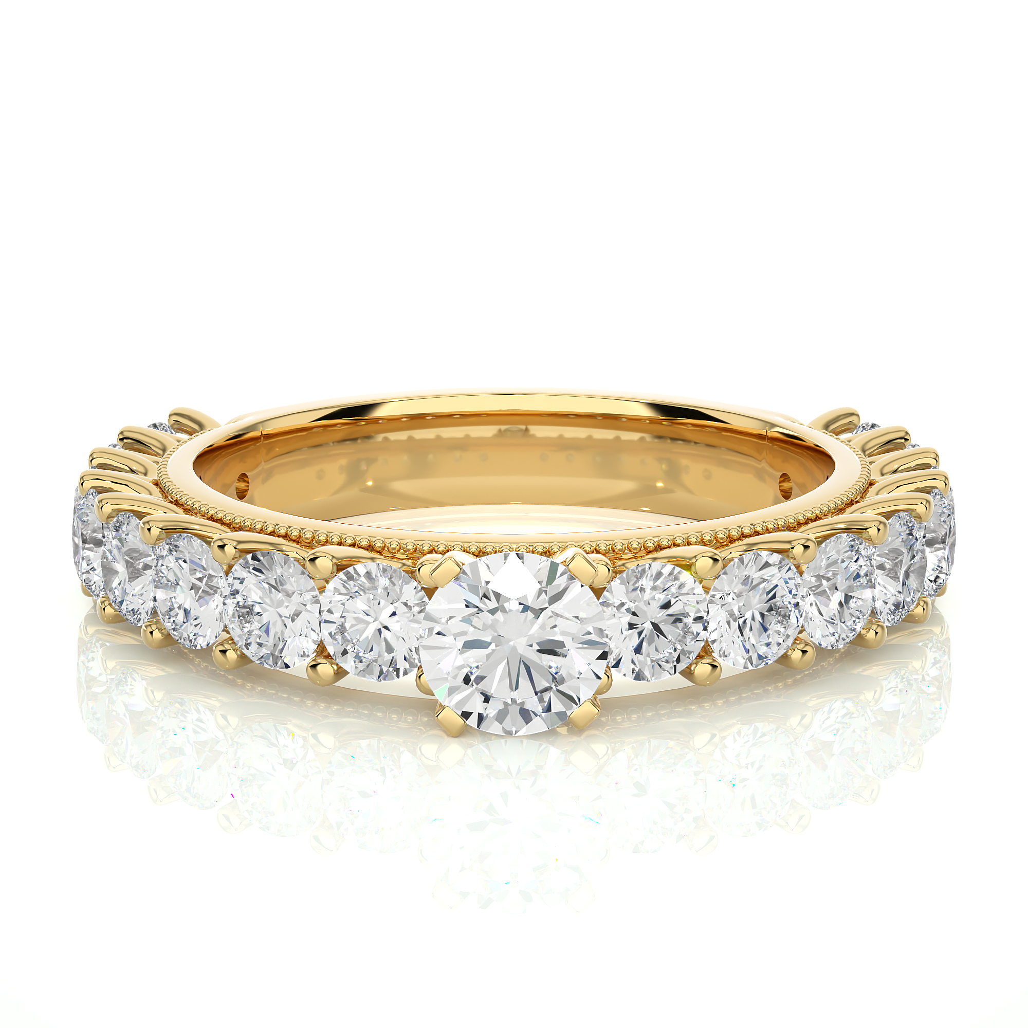 Round Cut Lab Grown Diamond Half Eternity Band