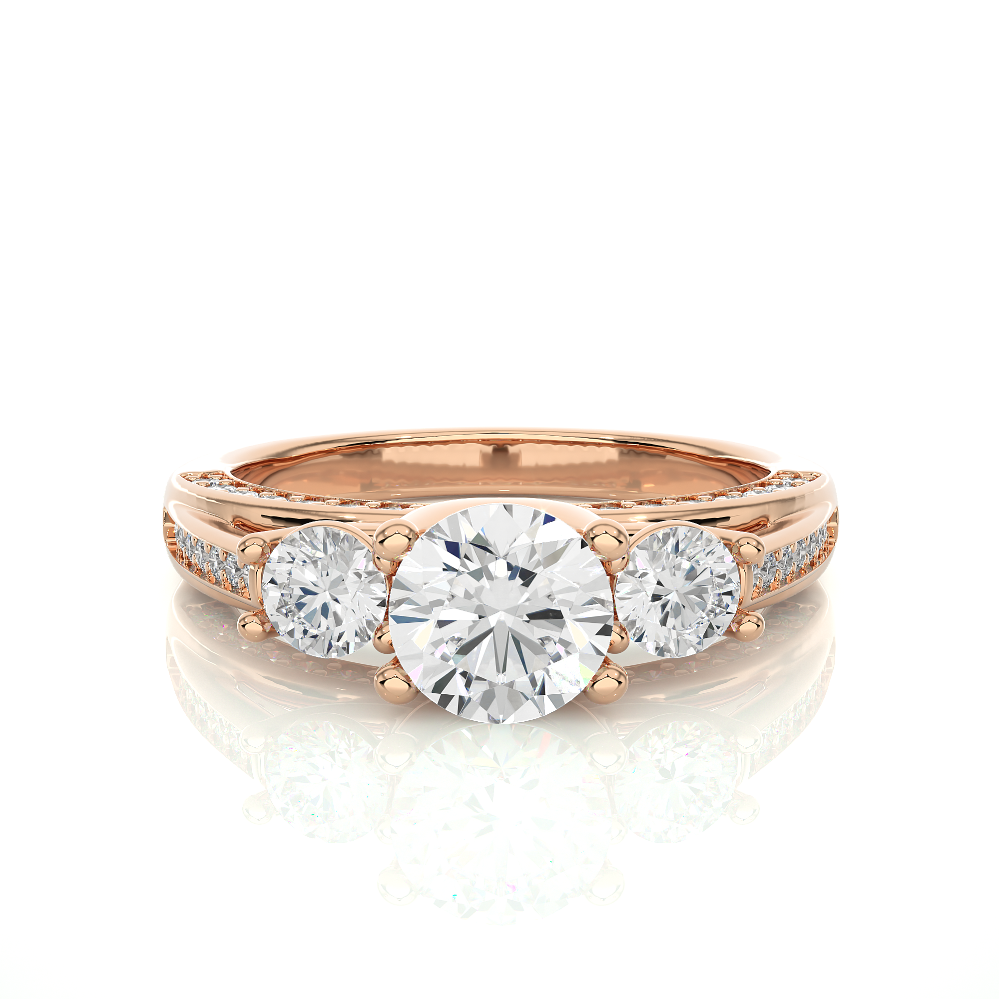 Three Stone Round Diamond Engagement Ring