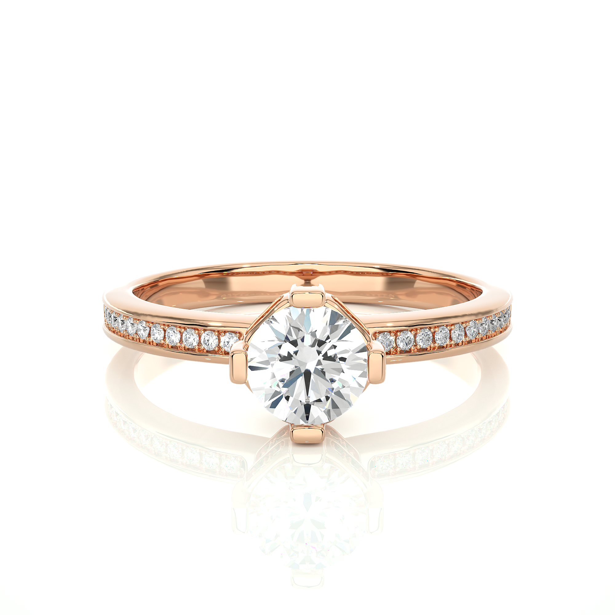 Round Lab Grown Diamond Hidden Halo Engagement Ring