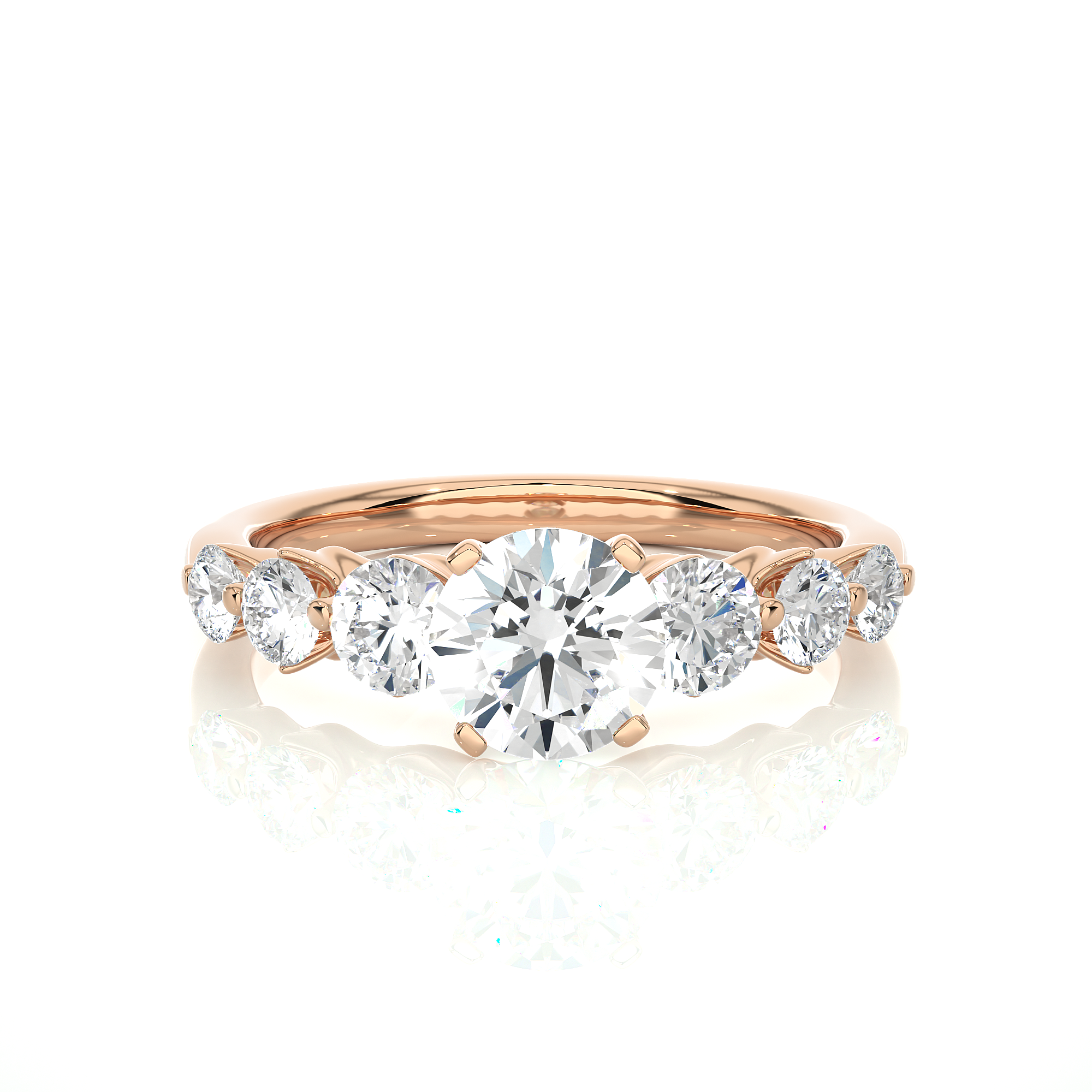 Round Lab Grown Diamond Five Stone Engagement Ring