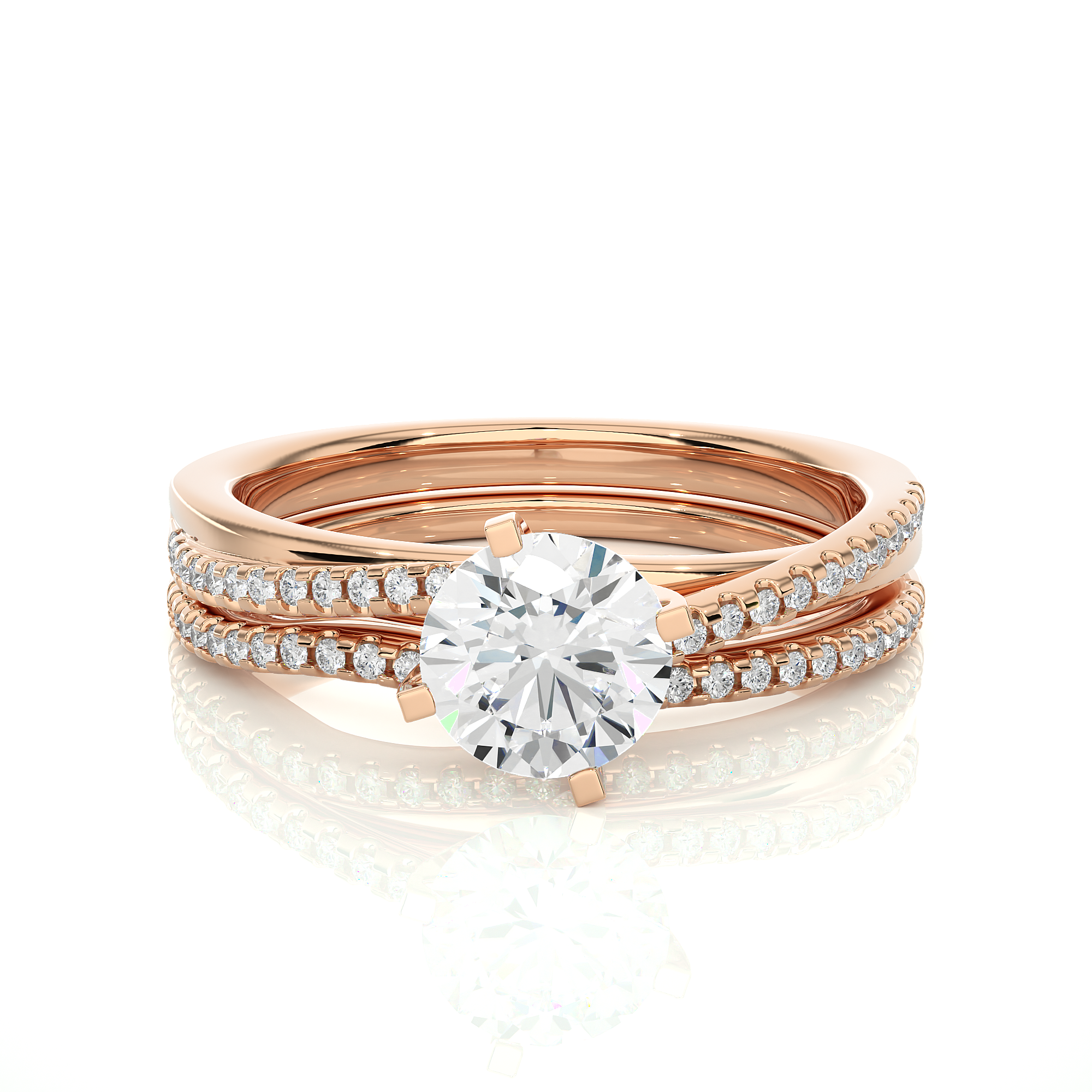 Round Cut Diamond Engagement Ring Set