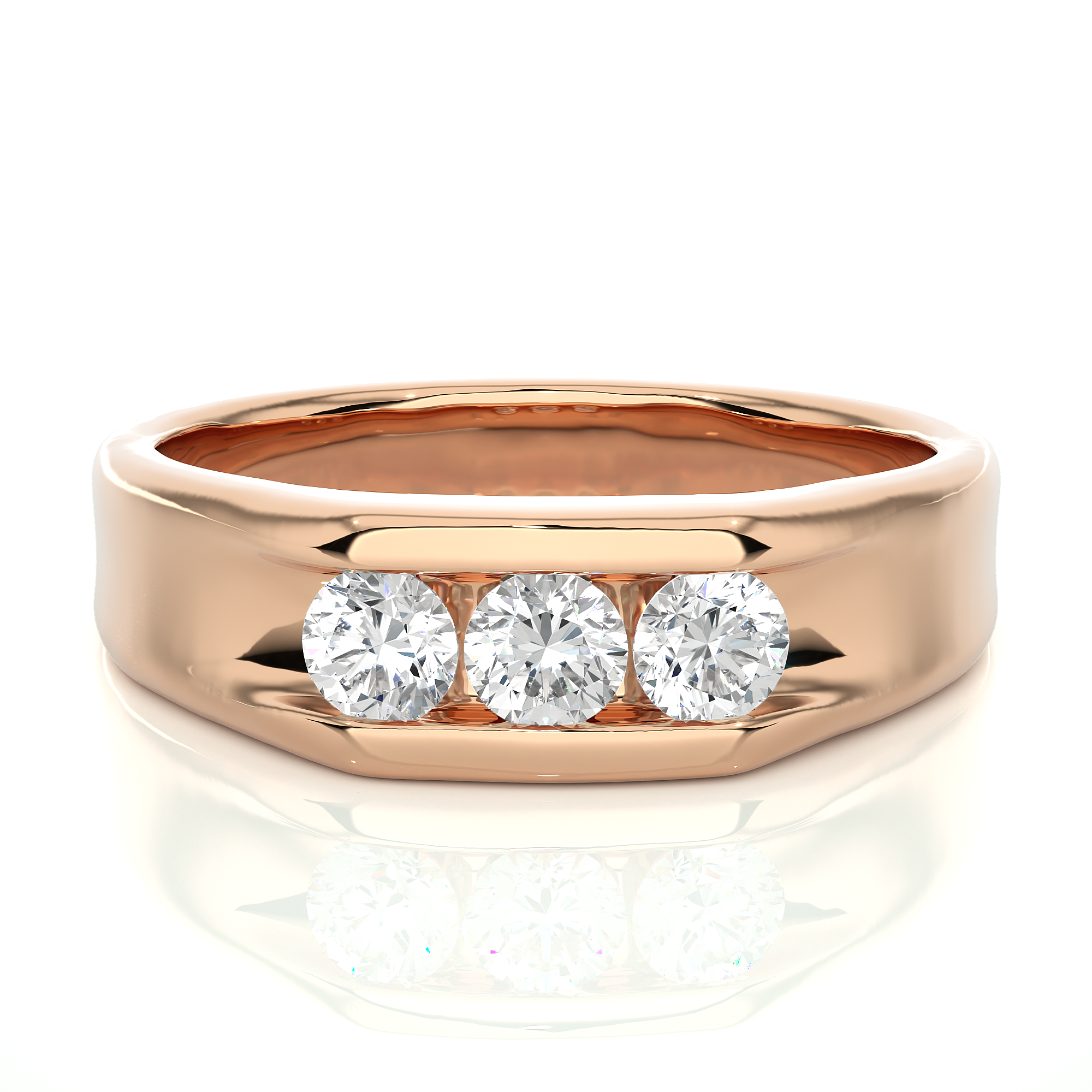 Classic Lab Diamond Three Stone Men’s Wedding Band