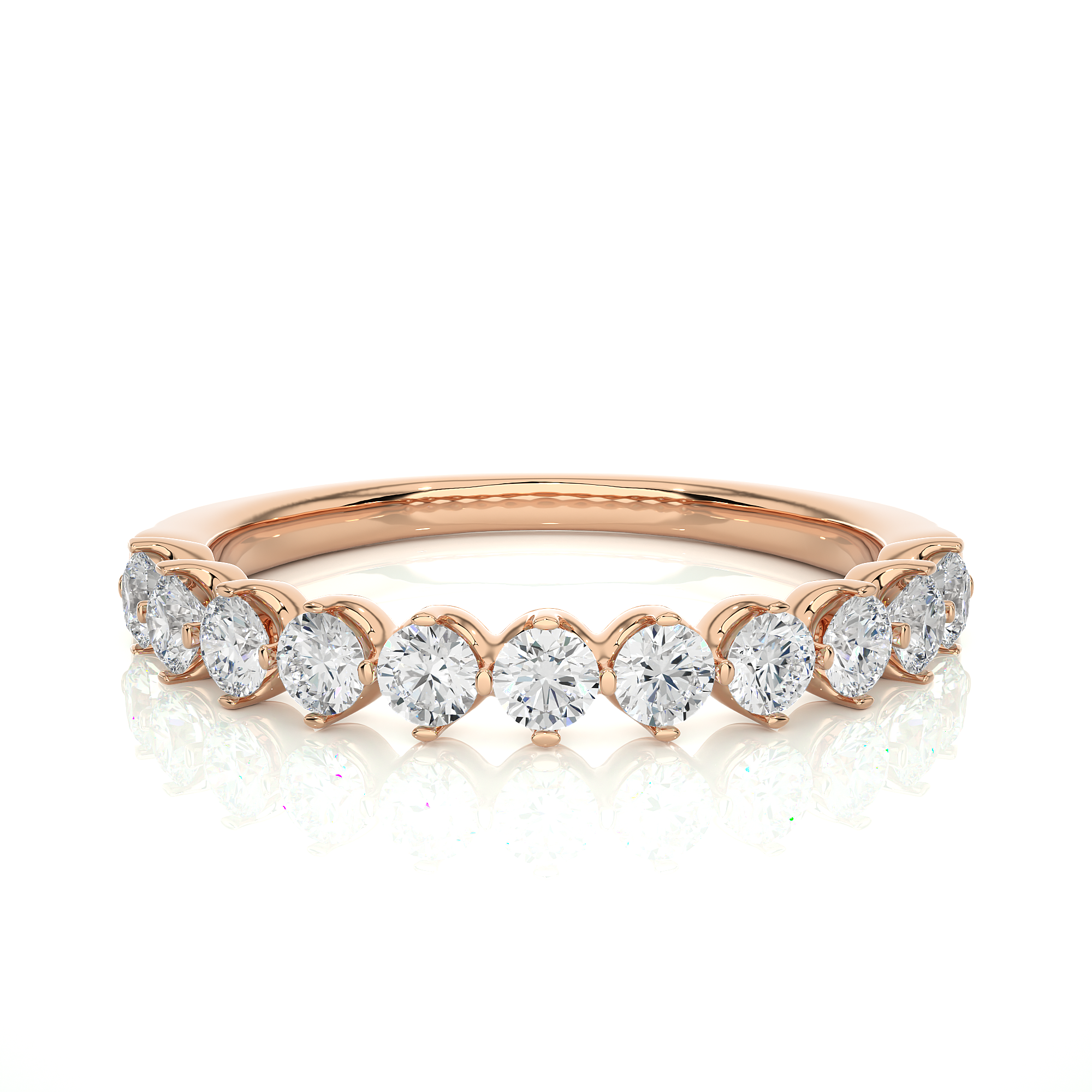 Round Cut Lab Grown Diamond Half Eternity Ring