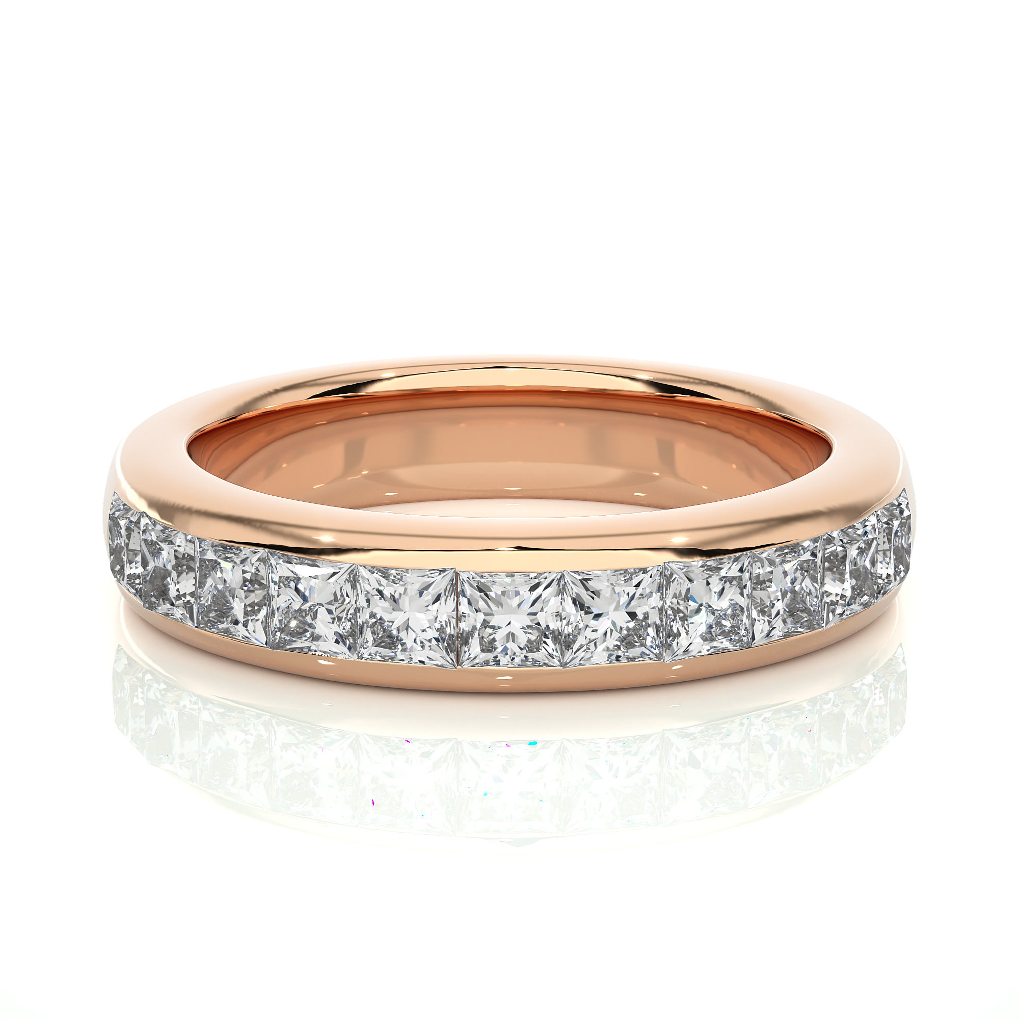 Channel Set Princess Cut Lab Grown Diamond Eternity Band
