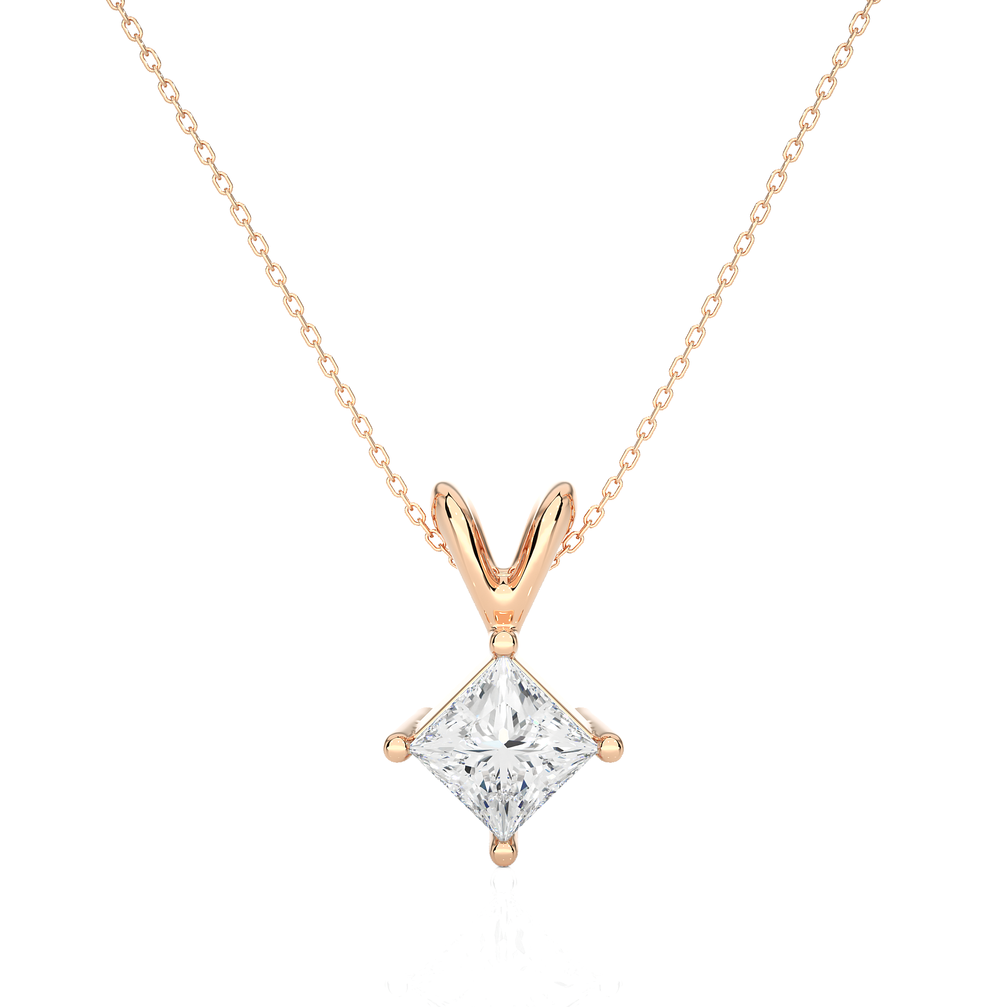 Princess Cut Lab Grown Diamond Solitaire Necklace