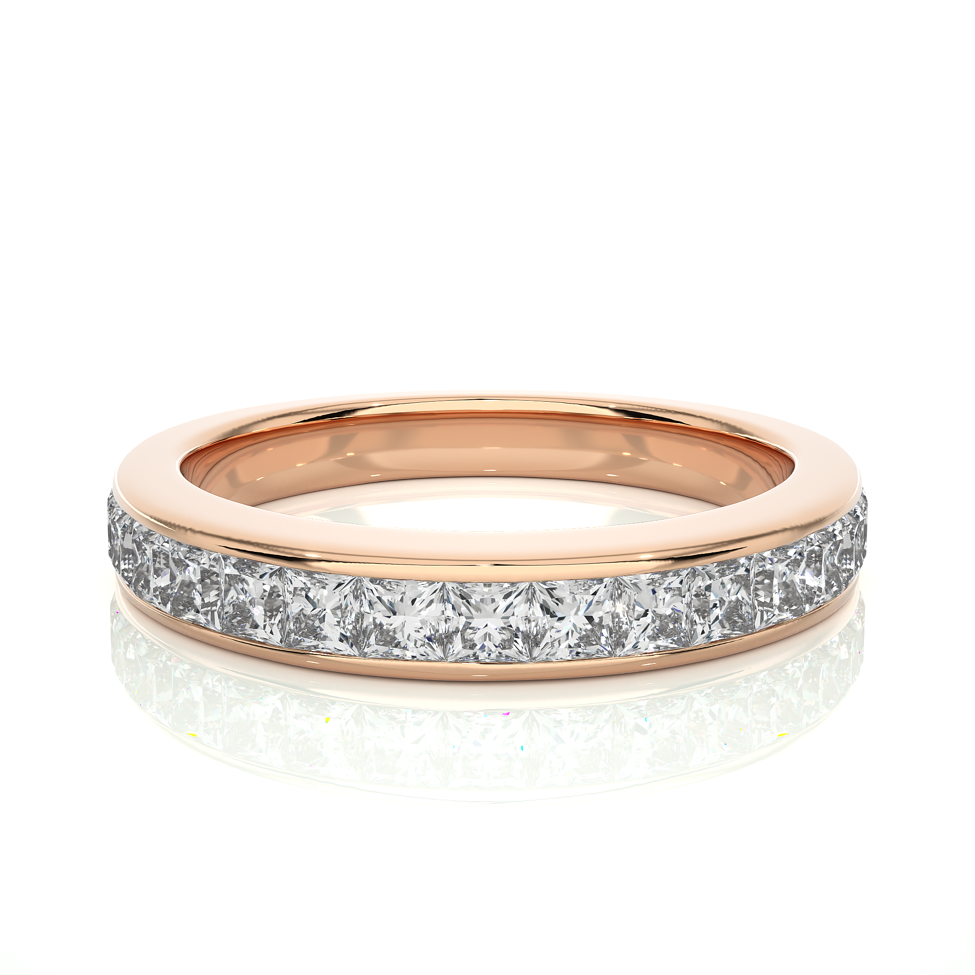 Channel Set Princess Cut Lab Grown Diamond Wedding Band