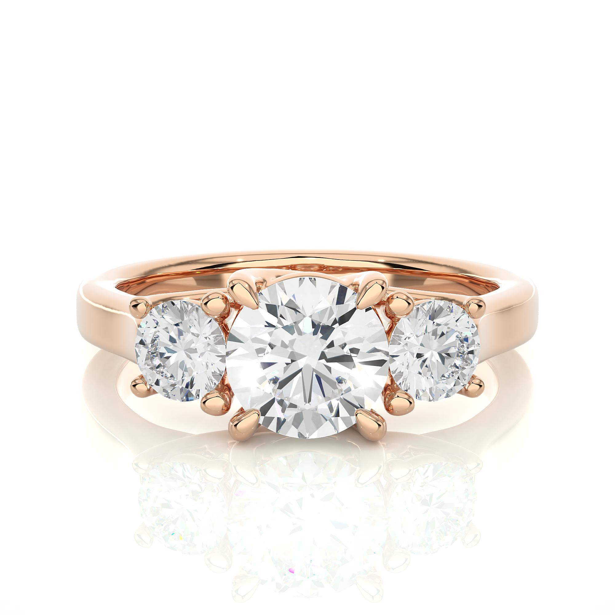 Round Lab Grown Diamond Three Stone Ring