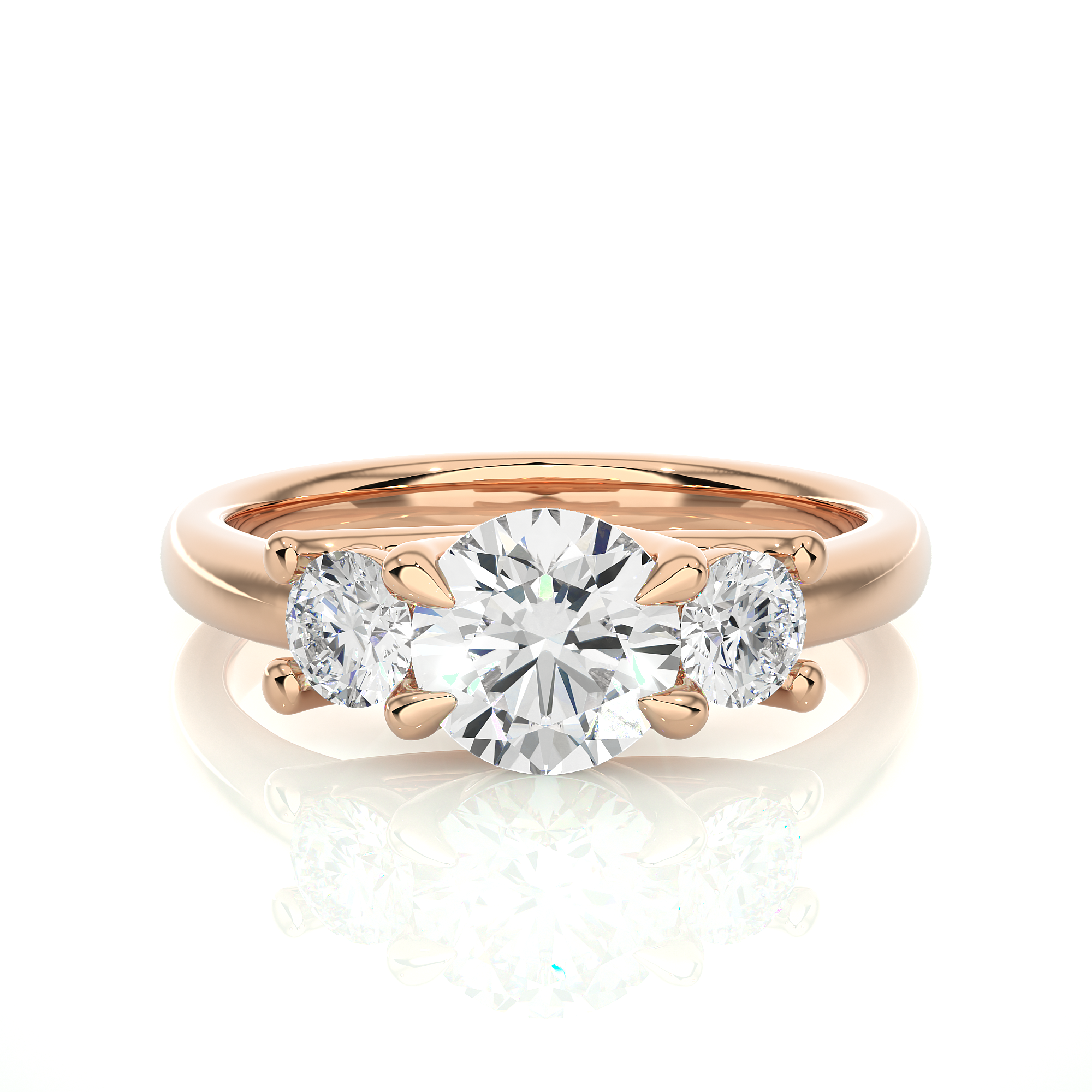 Classic Basket Set Lab Diamond Three Stone Engagement Ring