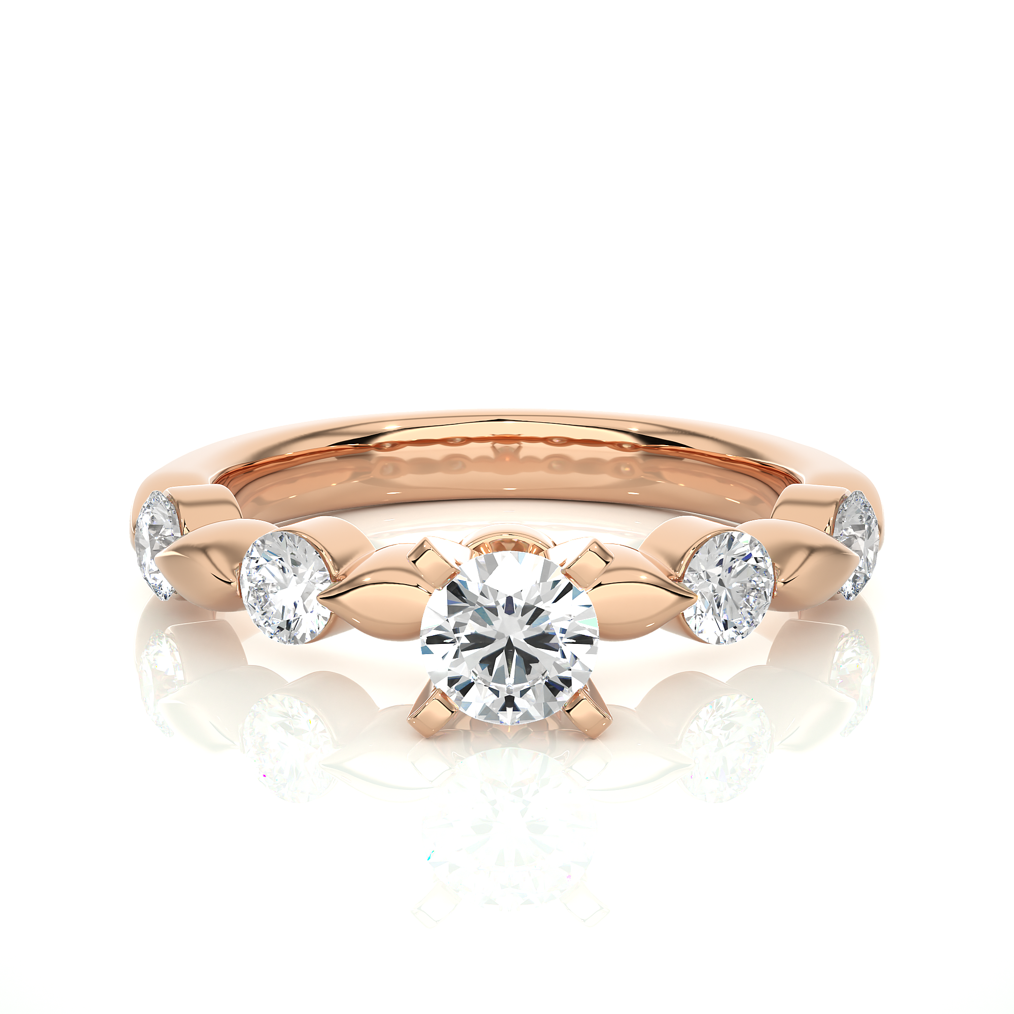Leaf Inspired Lab Grown Diamond Engagement Ring