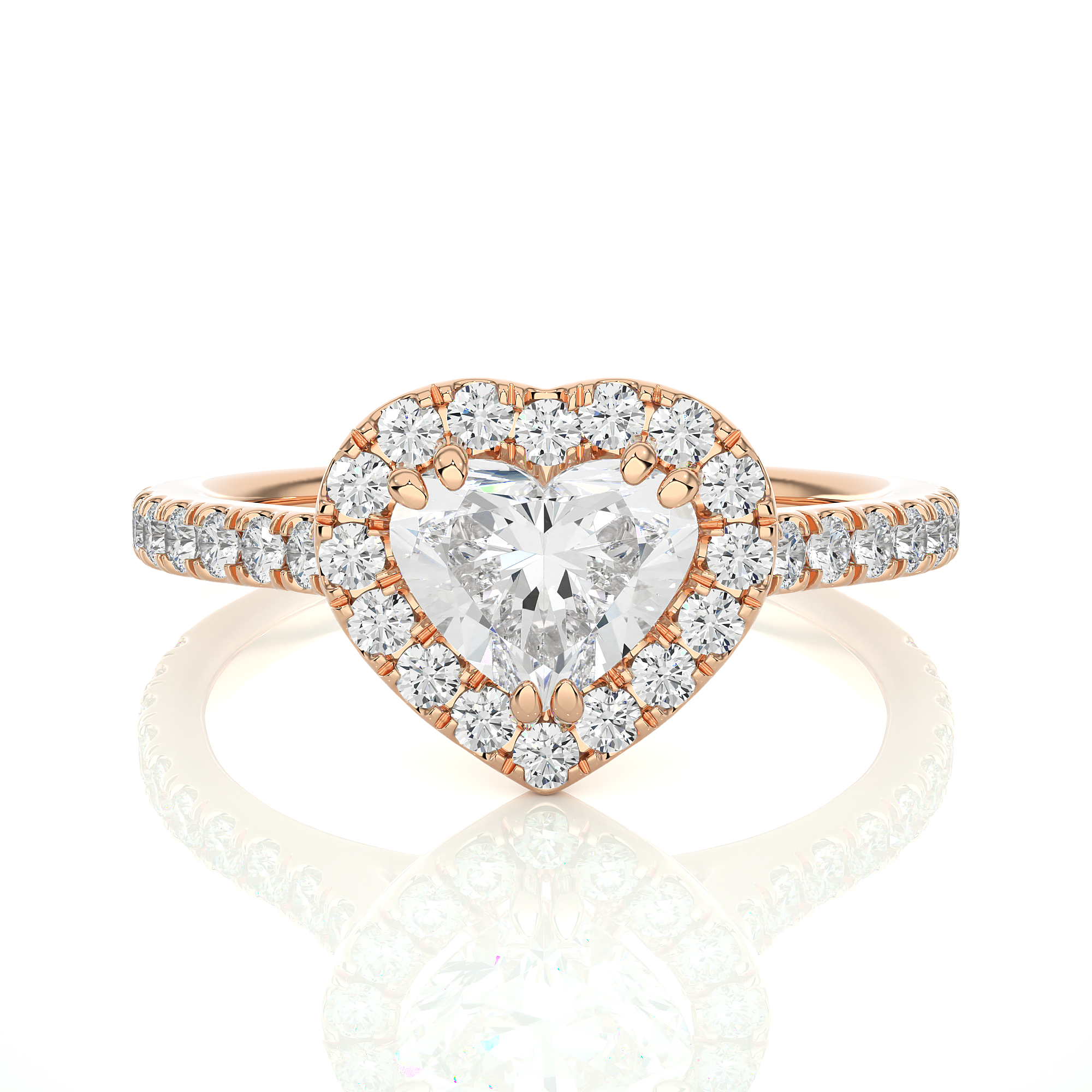 Heart Shape Lab Grown Diamond Halo Engagement Ring