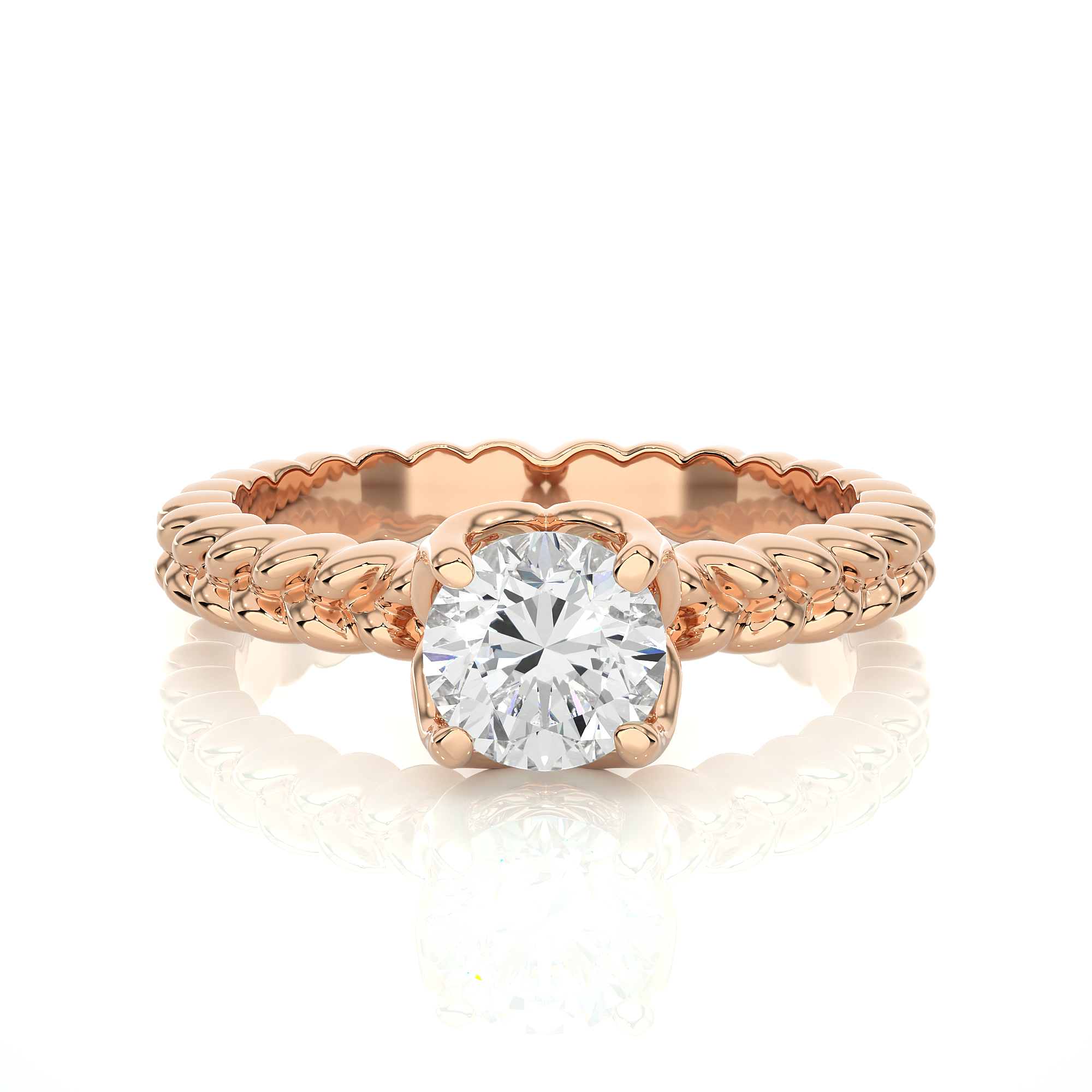 Round Cut Lab Grown Diamond Solitaire Engagement Ring