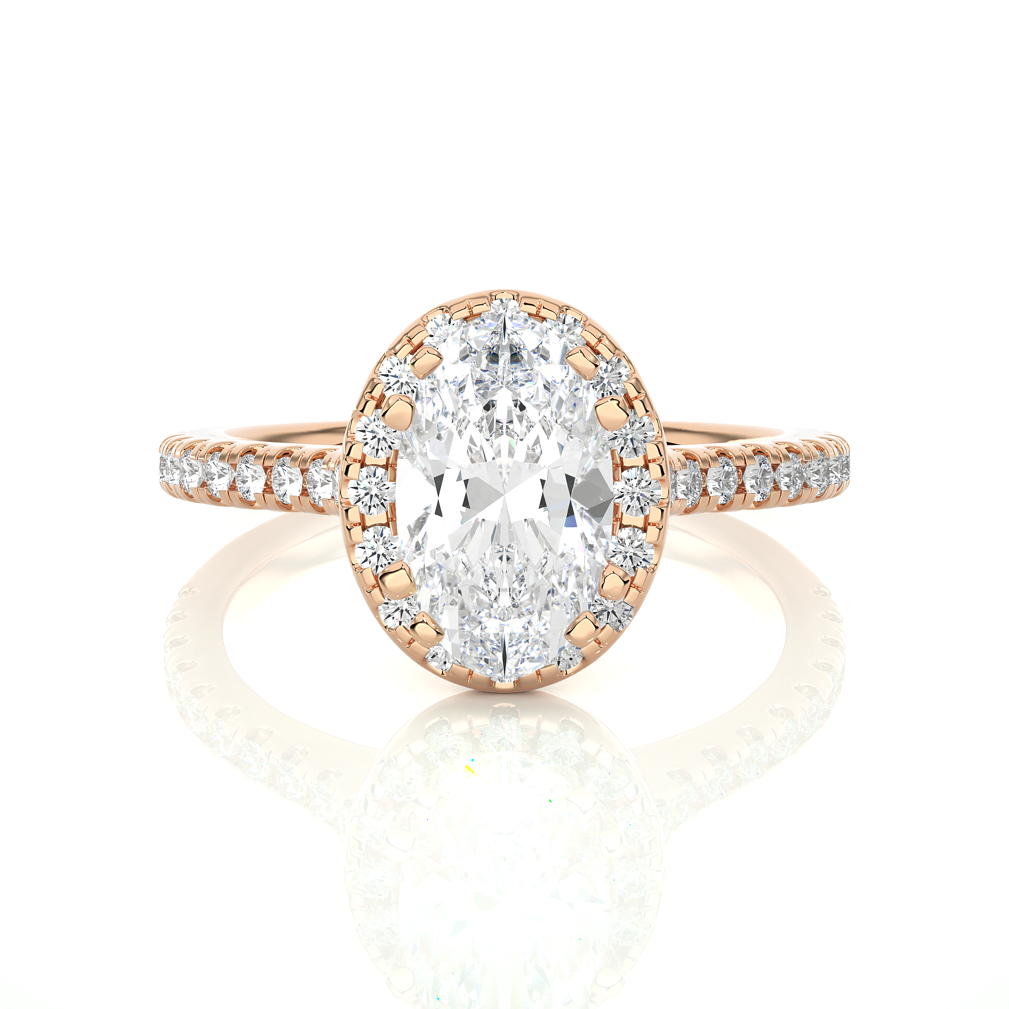 Oval Lab Grown Diamond Halo Engagement Ring