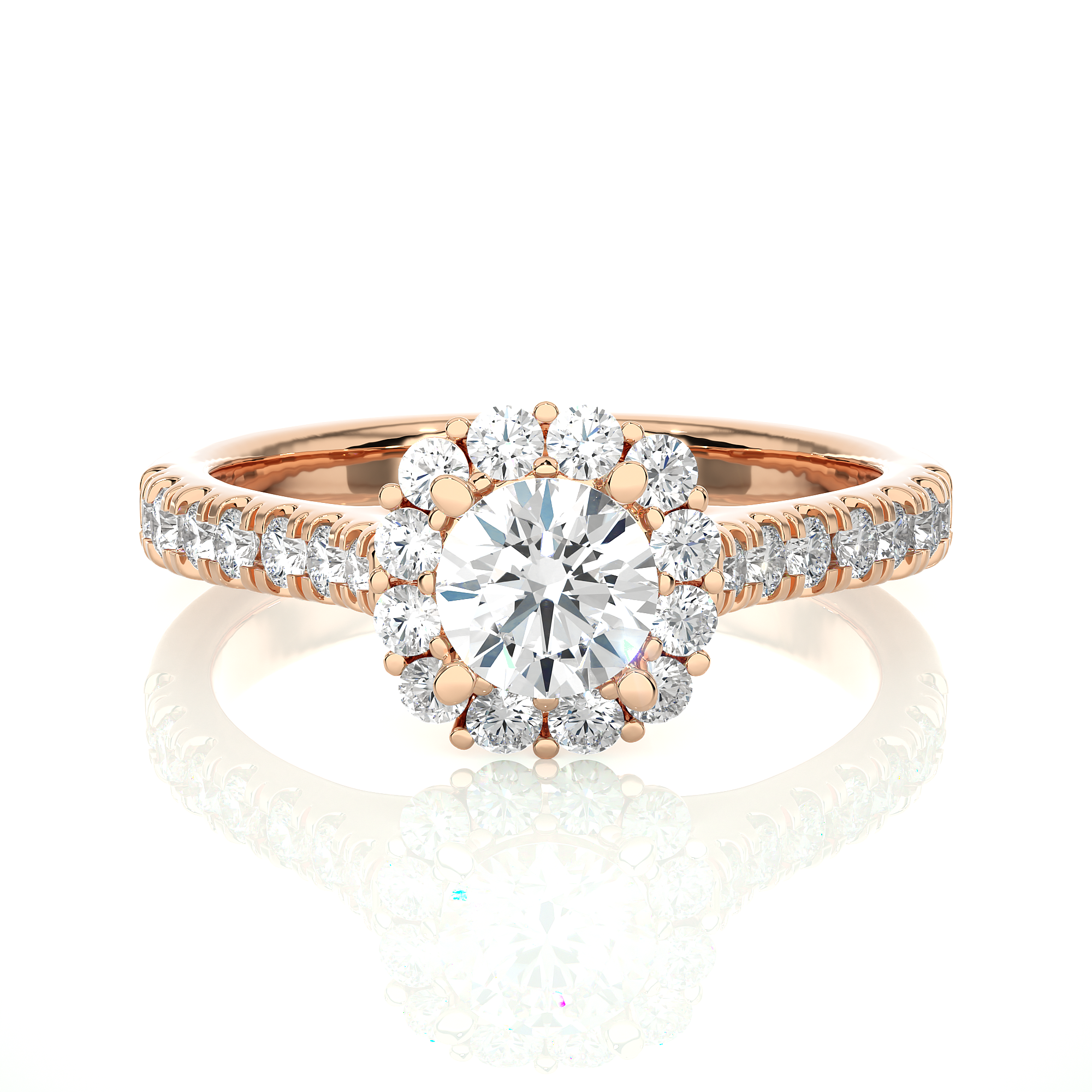 Round Lab Diamond Halo Engagement Ring