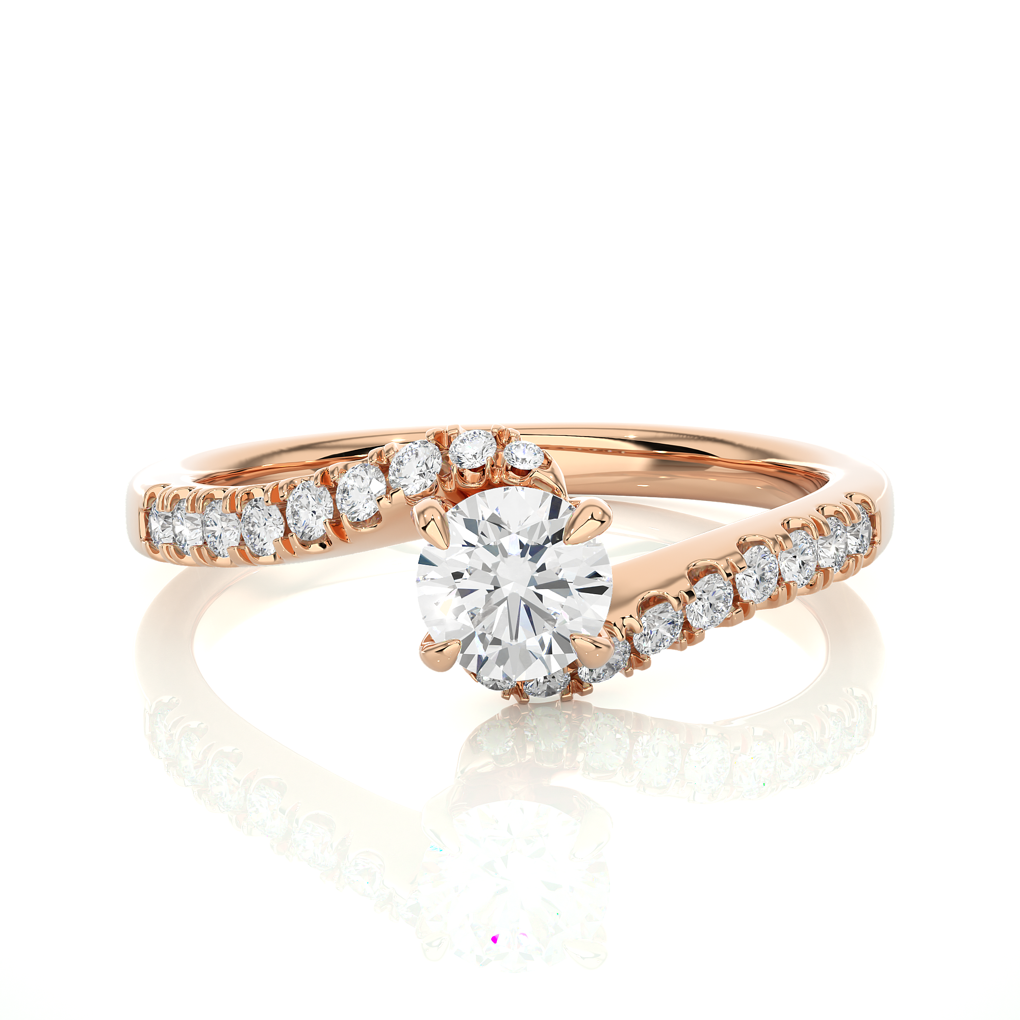 Round Lab Grown Diamond Twist Split Shank Engagement Ring