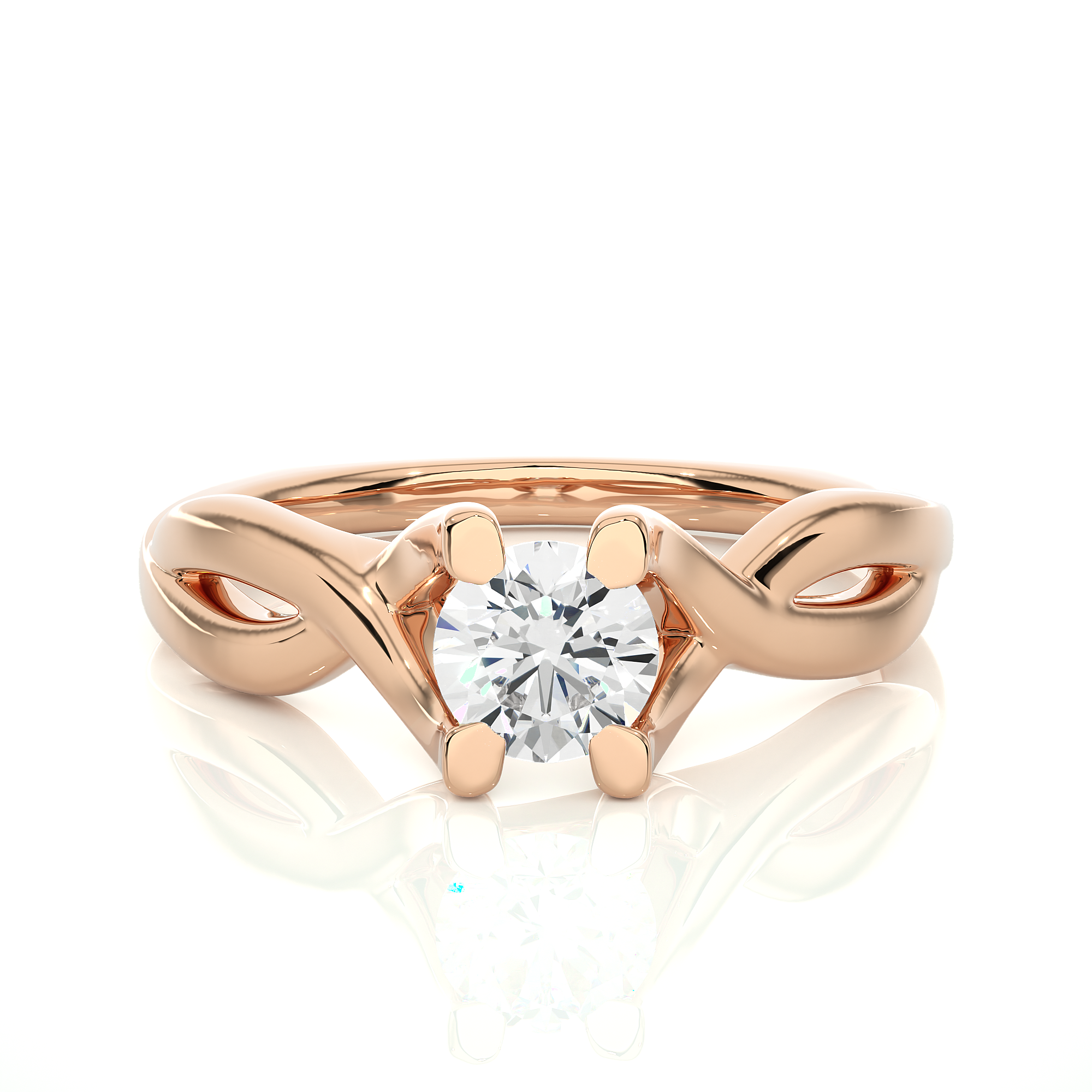 Twisted Shank Diamond Solitaire Engagement Ring